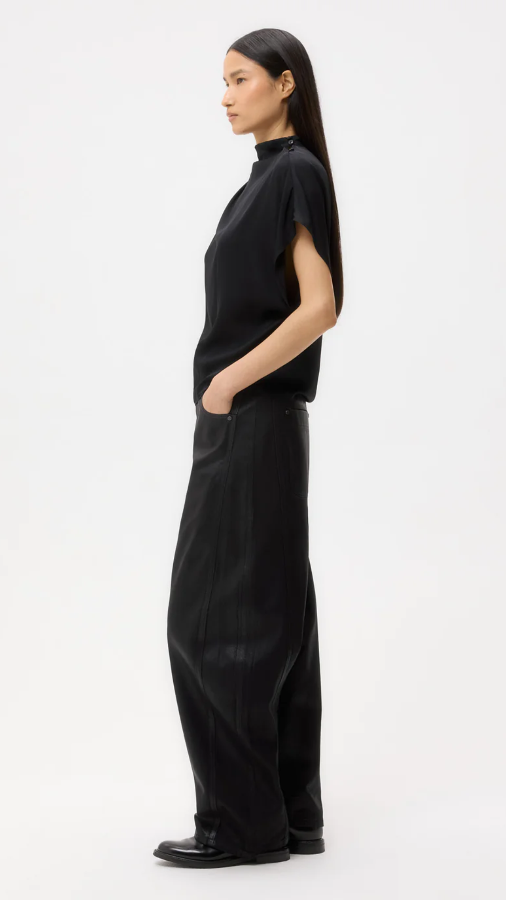 TWP Wish You Would Silk Georgette Top in After Dark