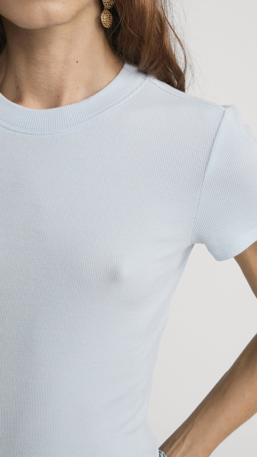 Frame The Rib Baby Tee in Sky Blue