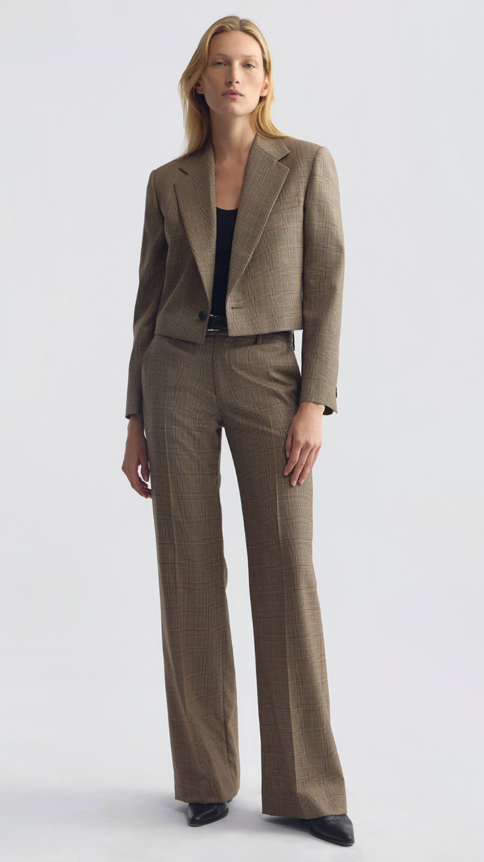 Nili Lotan Bethany Wool Pant in Glen Tan