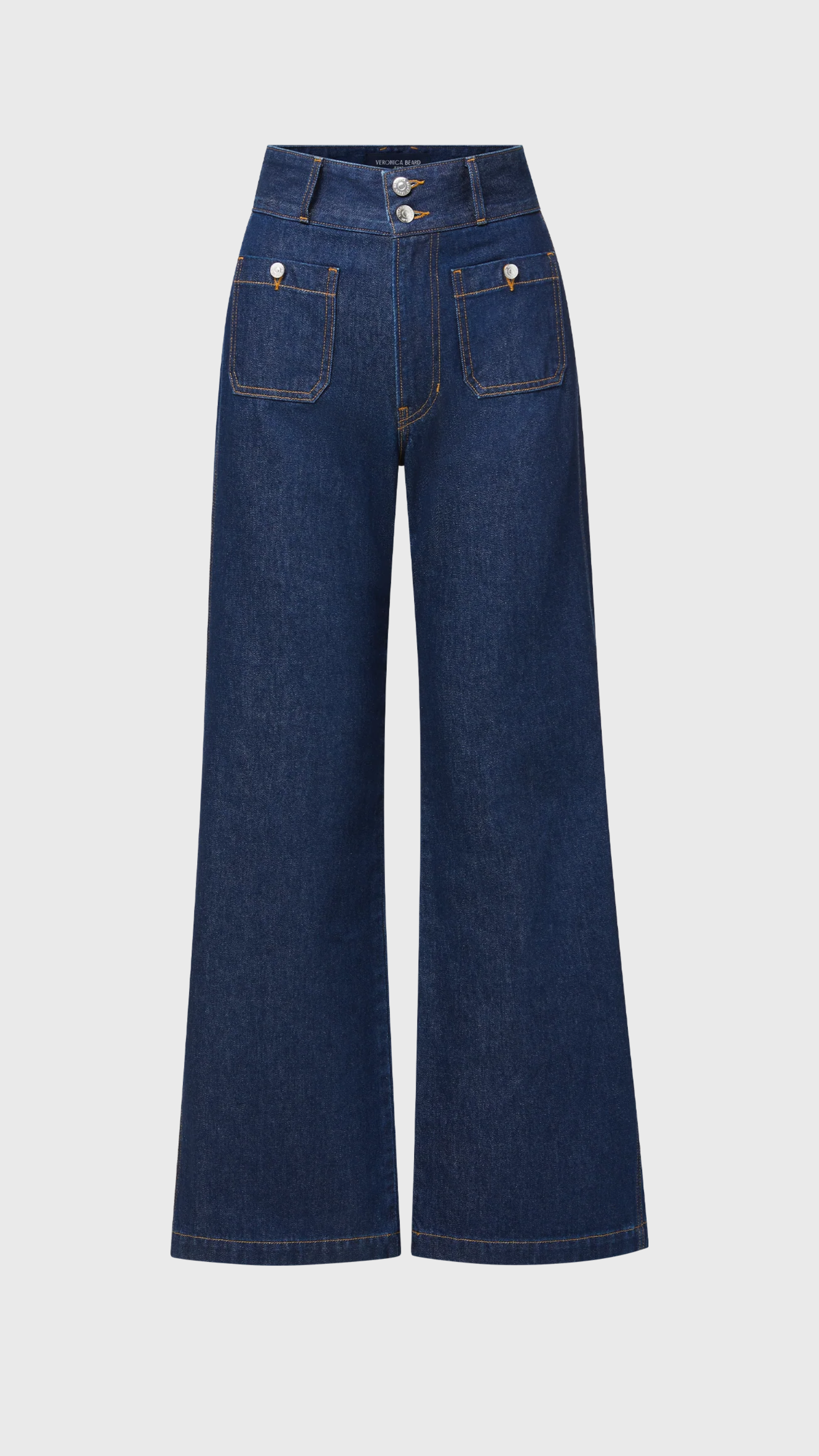 Veronica Beard Taylor Patch Pocker Wide Leg Jean in Indigo Rinse