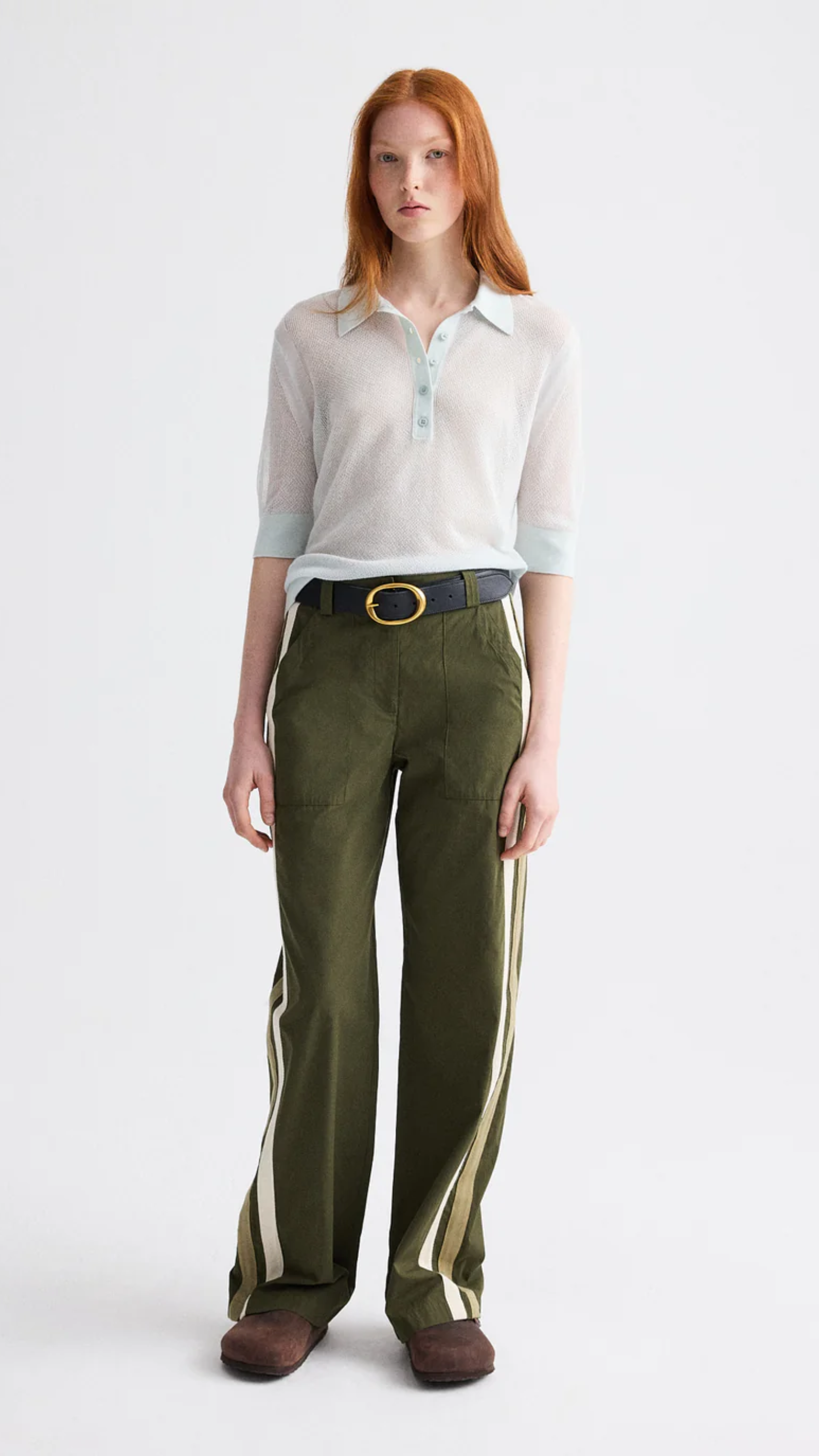 TWP Isabelle Vintage Washed Poplin Pant in Military