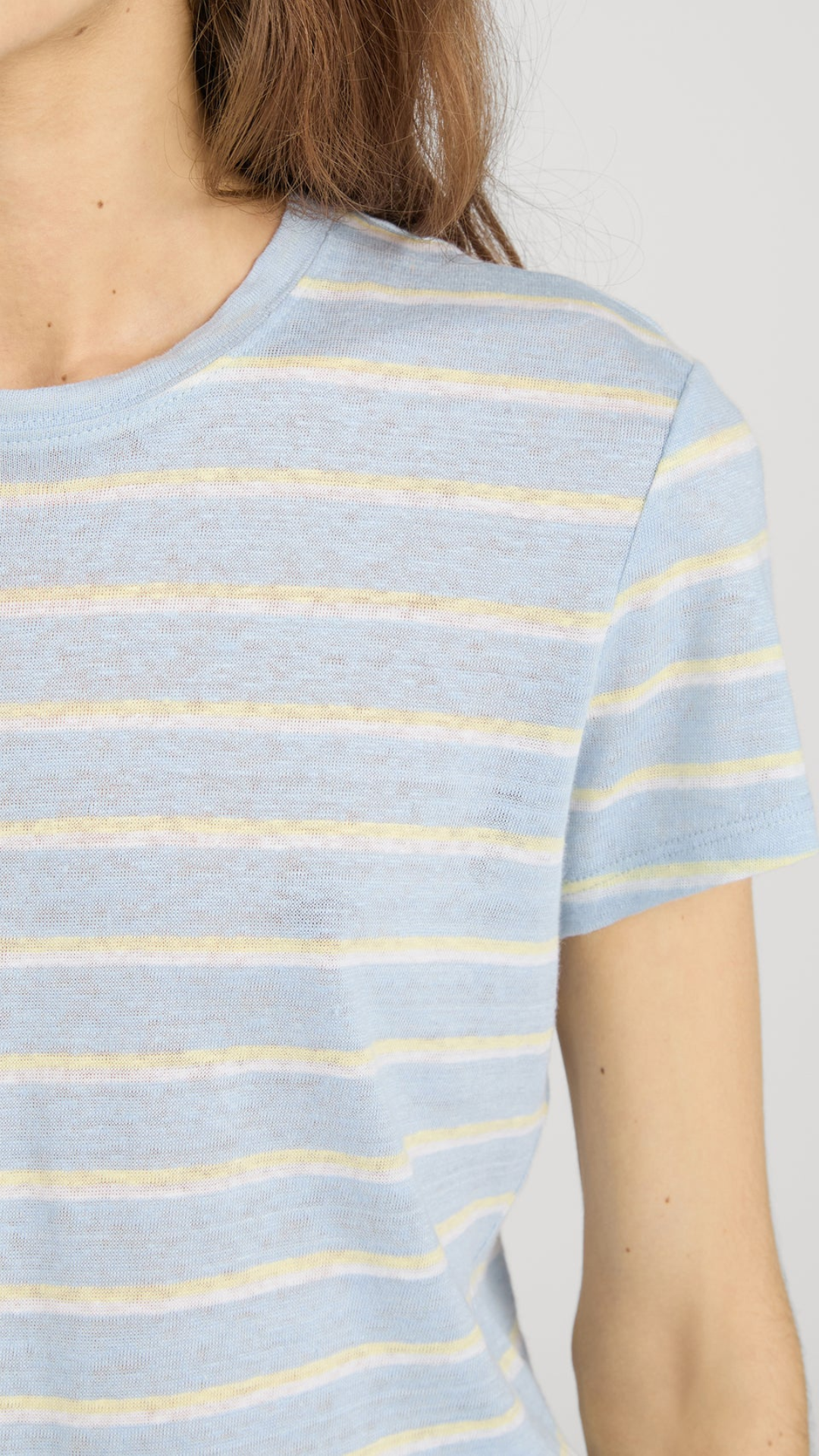 Frame The Linen Baby Tee in Chambray Blue Multi