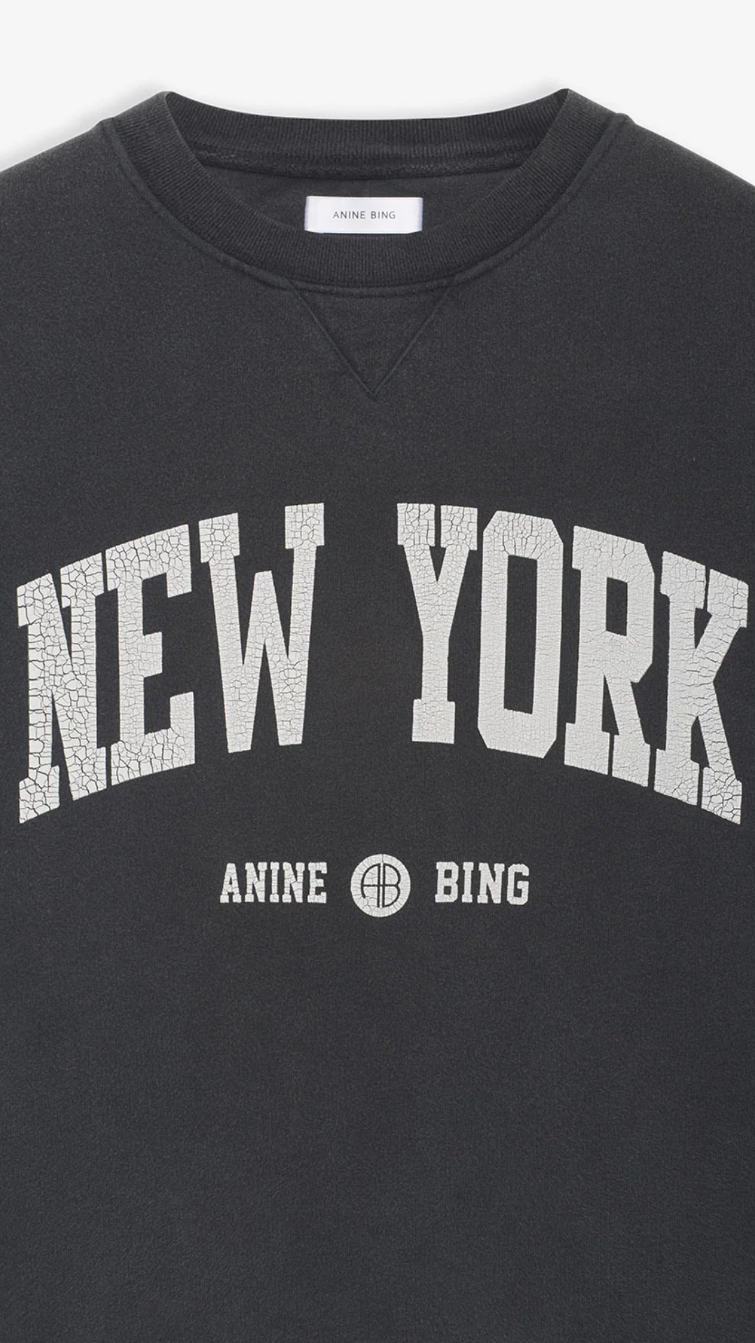 Anine Bing Ramona New York Sweatshirt in Washed Black