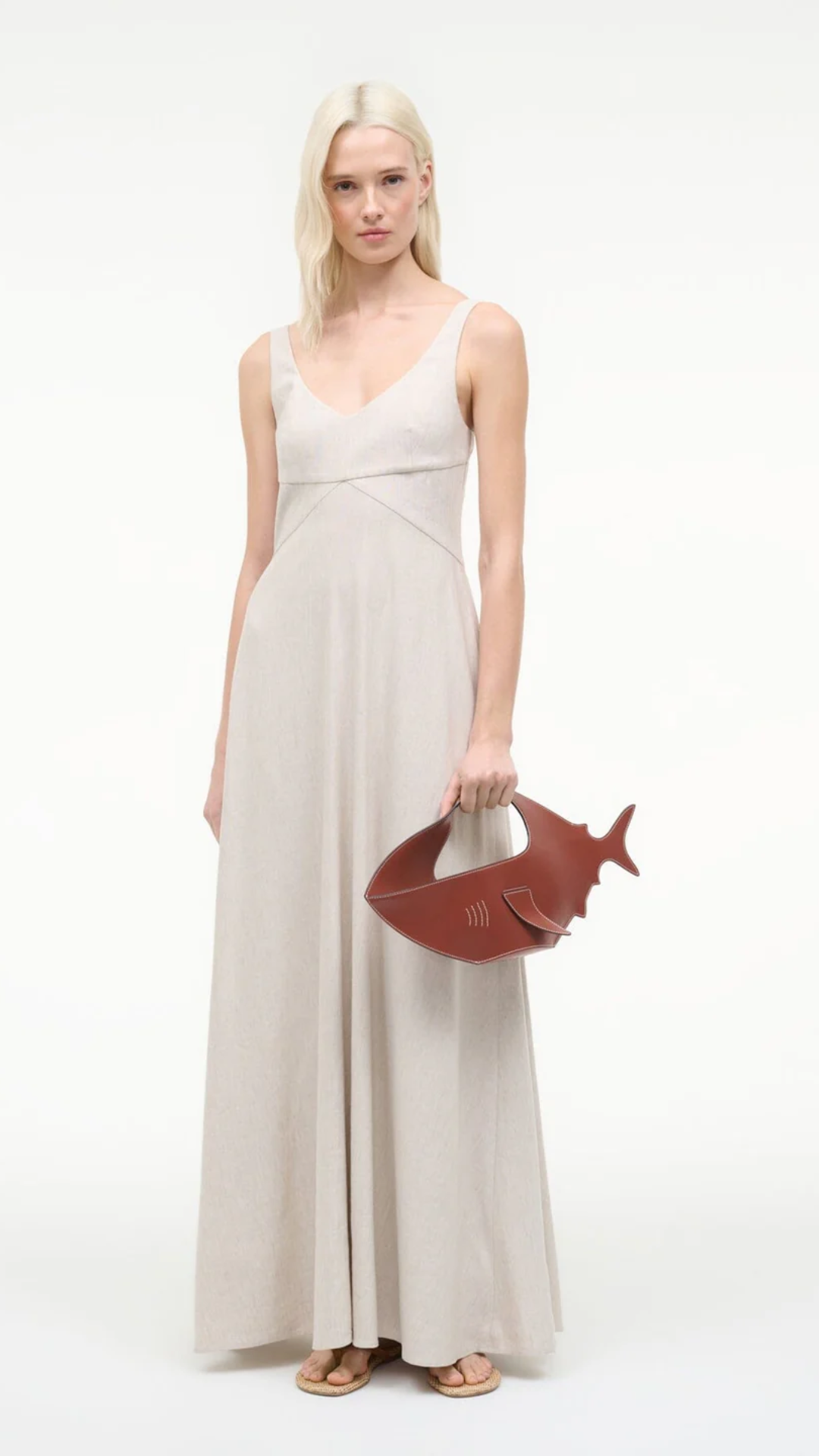 Staud Madison Linen Dress in Natural