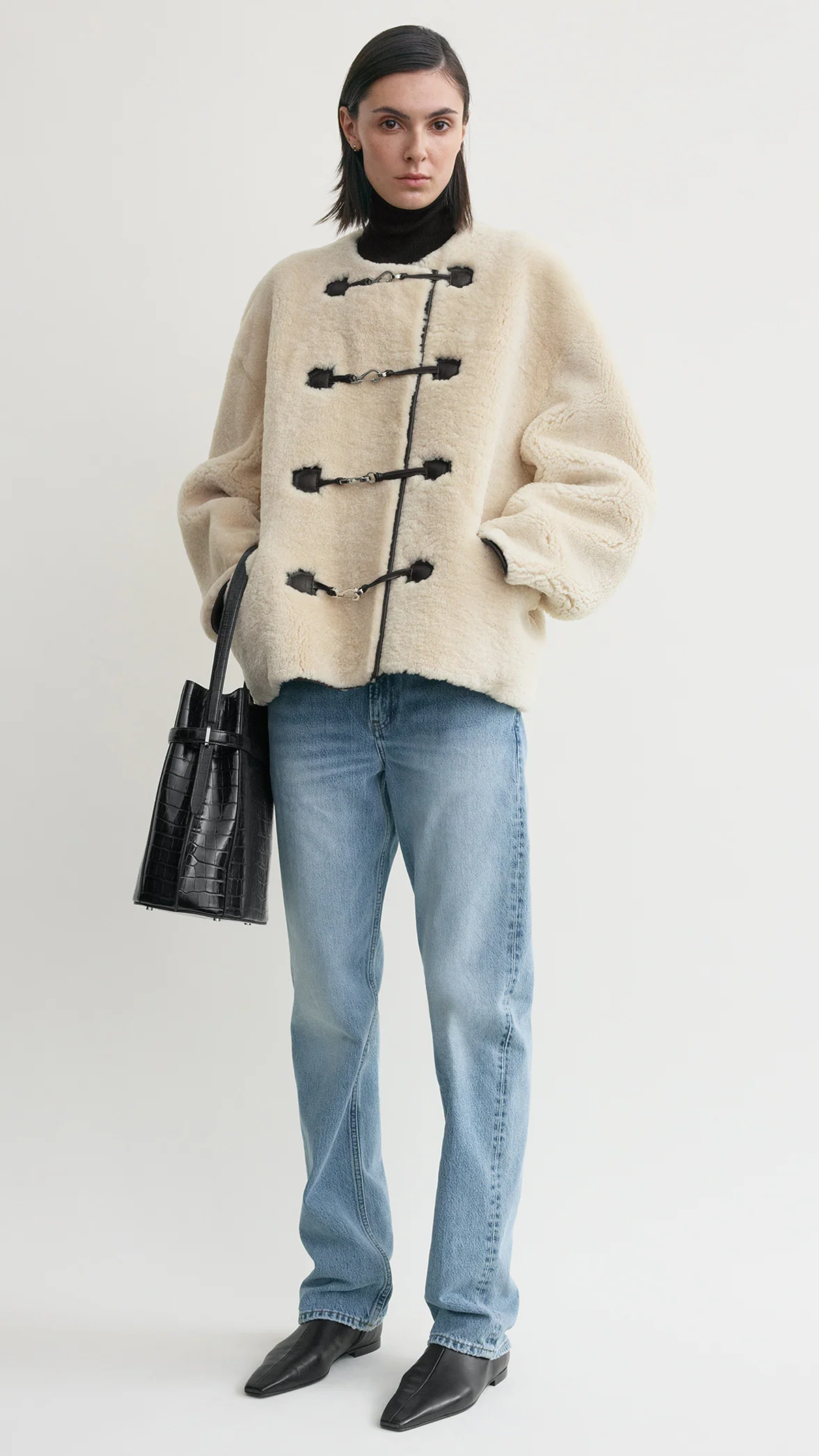 Toteme Teddy Shearling Jacket in Off White