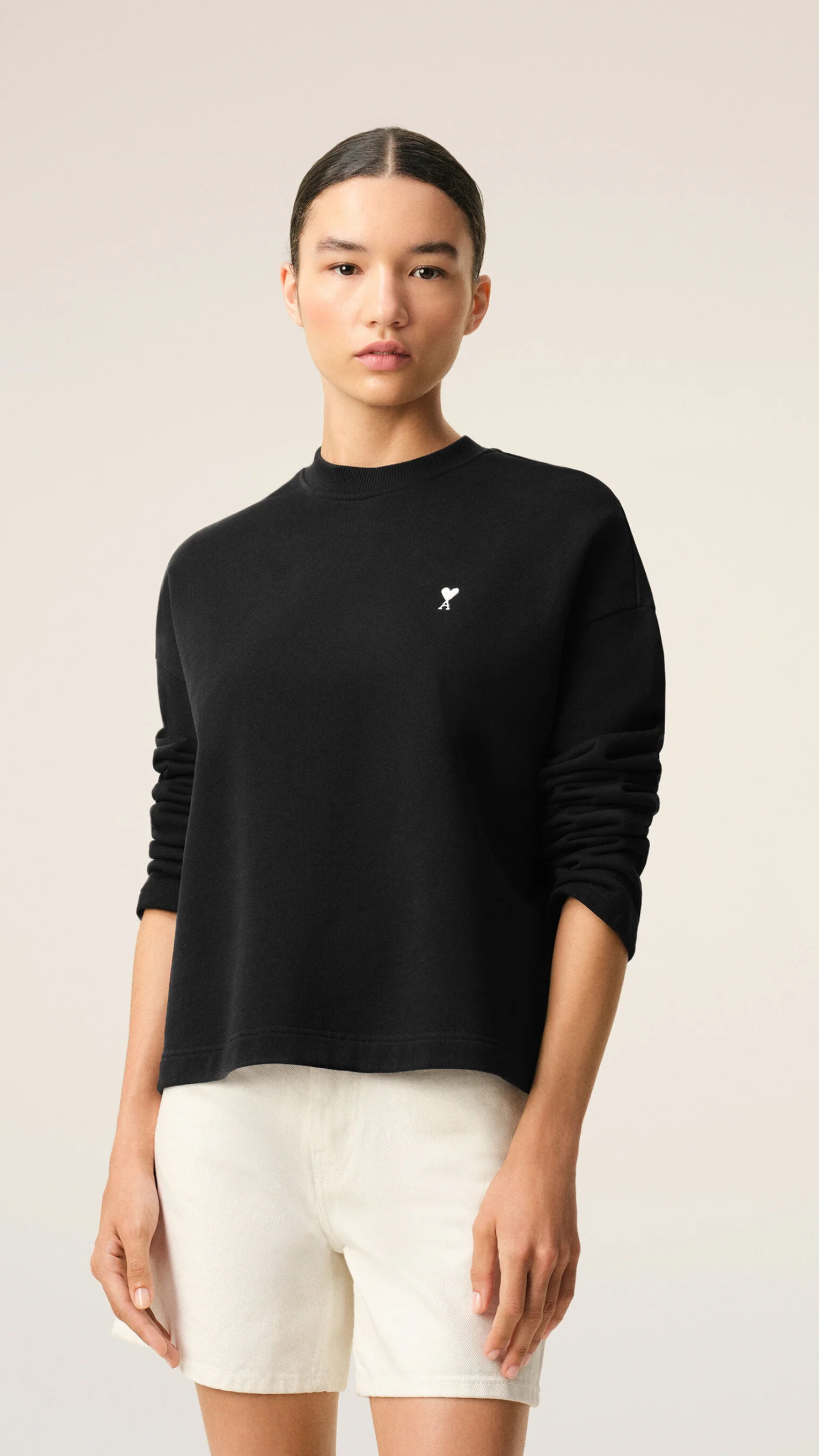 Ami Contrast De Coeur Sweatshirt in Black