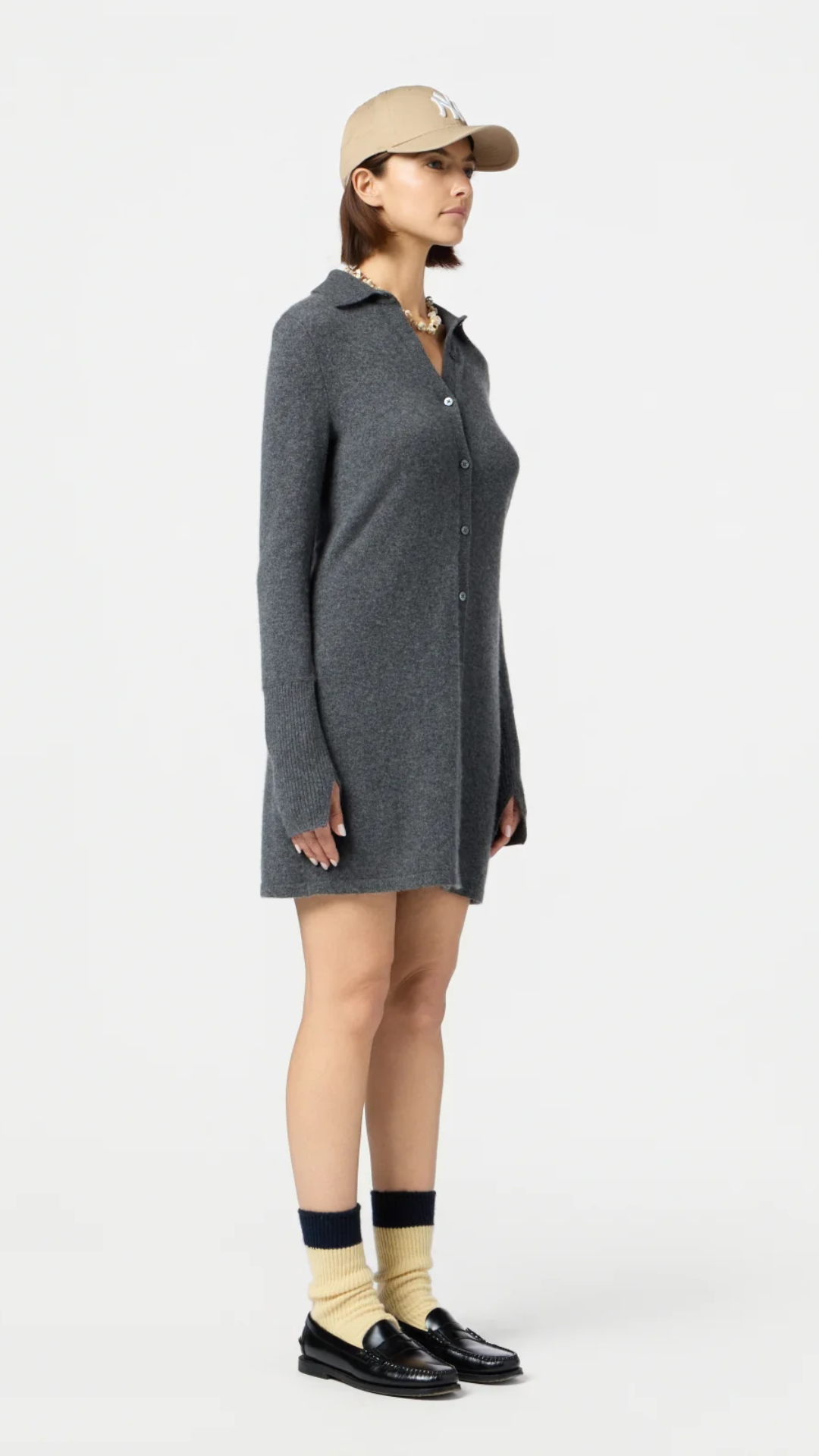 Guest in Residence Mini Shirt Dress in Charcoal