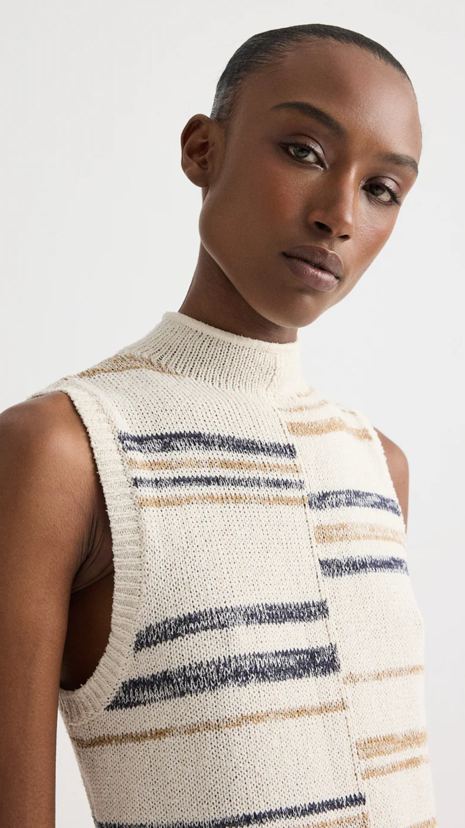 TWP Fringe Sleeveless Linen Silk Yarn Dress in Ivory Multi