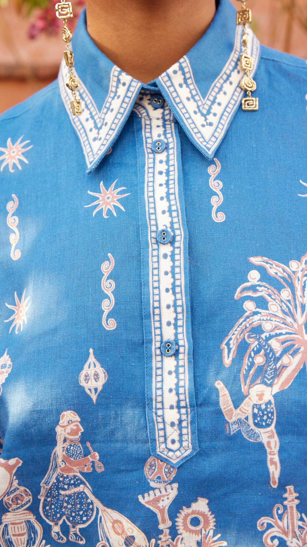 Alemais Acacia Cropped Shirt in Blue