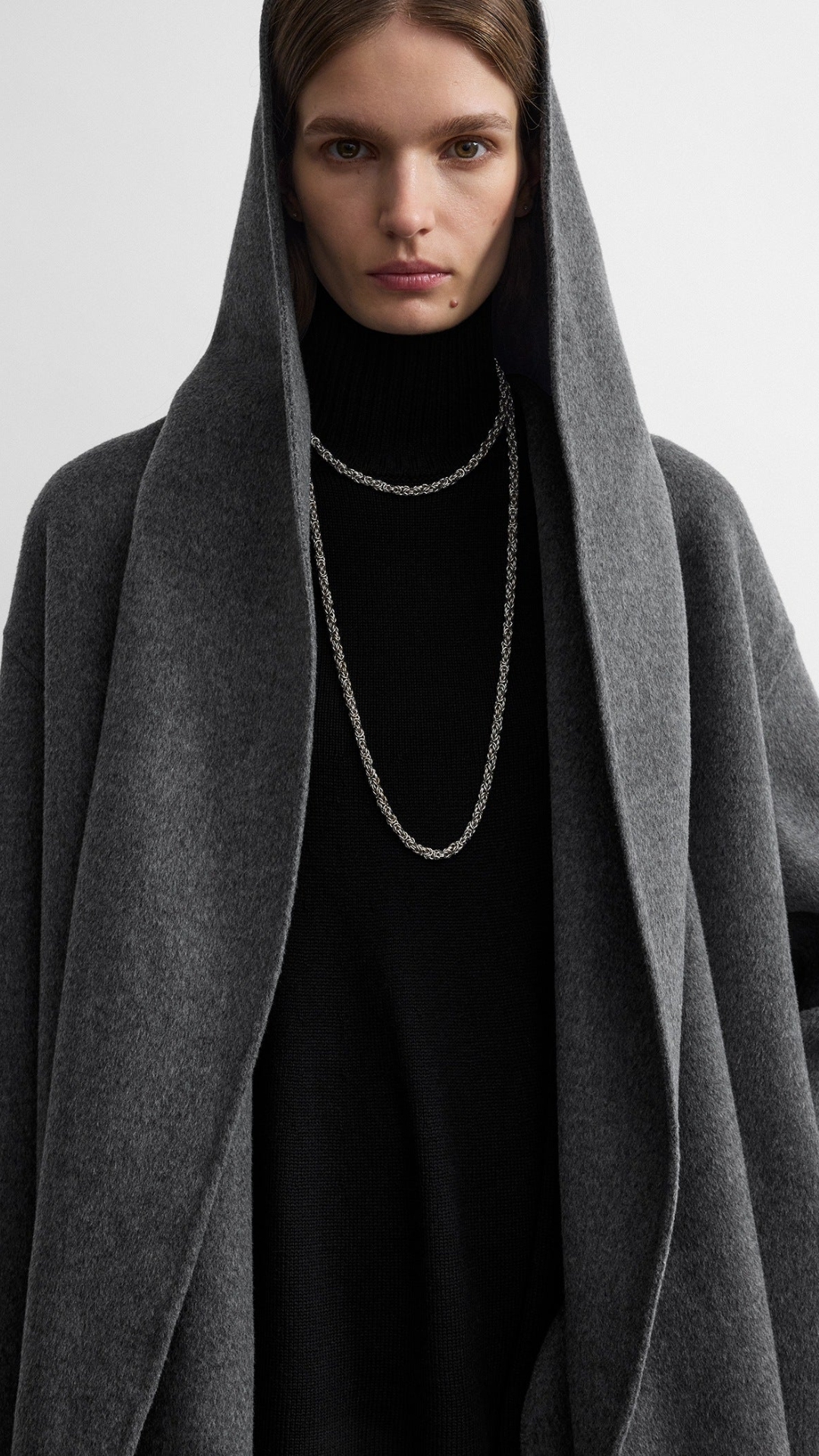 Toteme Hoodie Coat in Pale Grey Melange