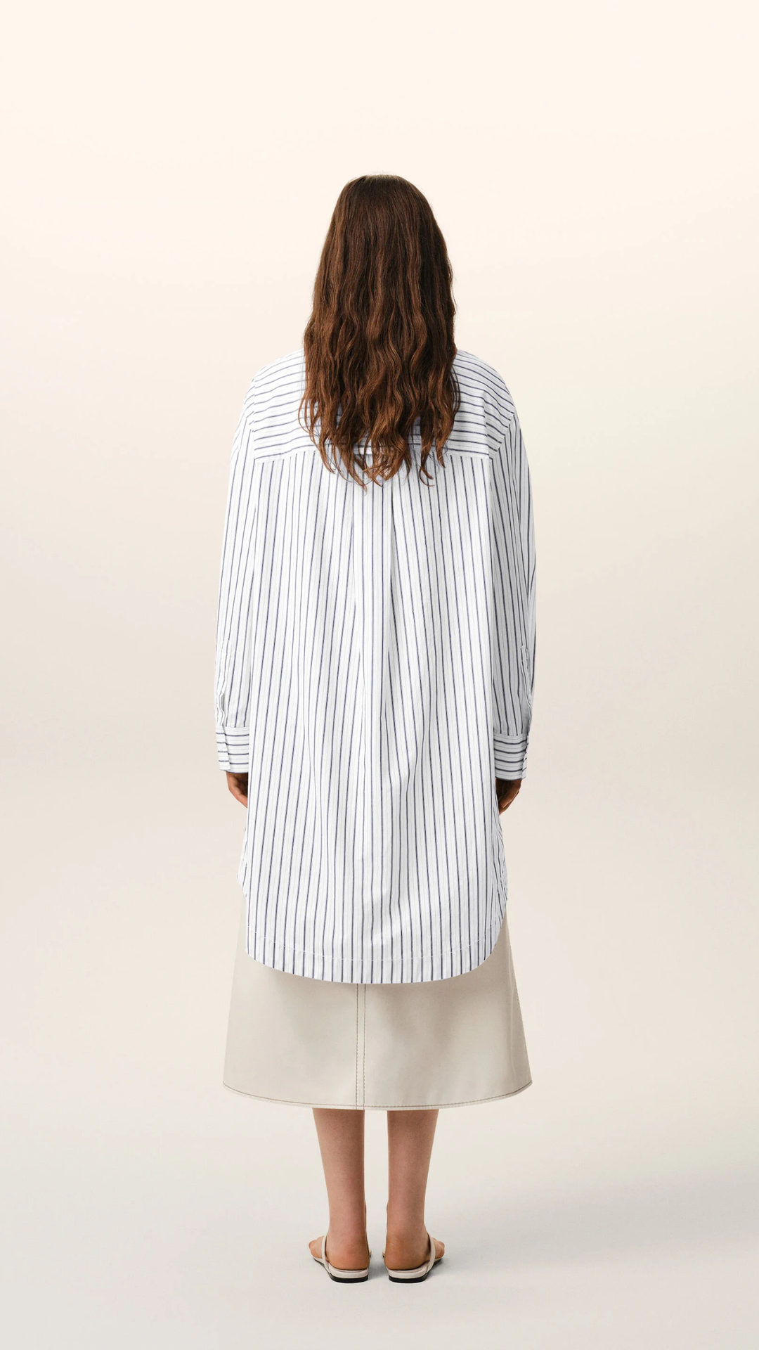 Ami Cotton Shirtdress Embossed Ami in White Stripe