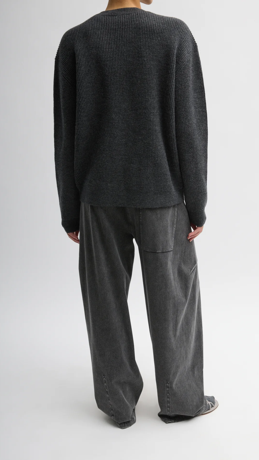 Tibi Cardigan Stitch Split Front Crewneck