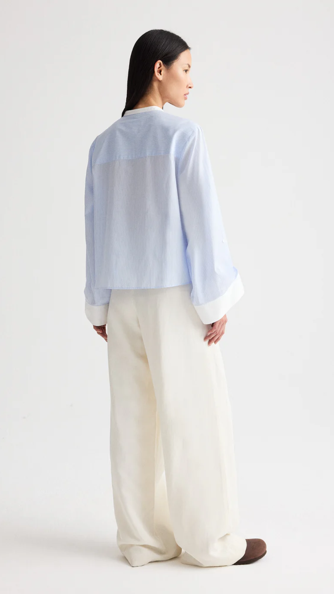 TWP The Beau Shirt in Blue Haven/White