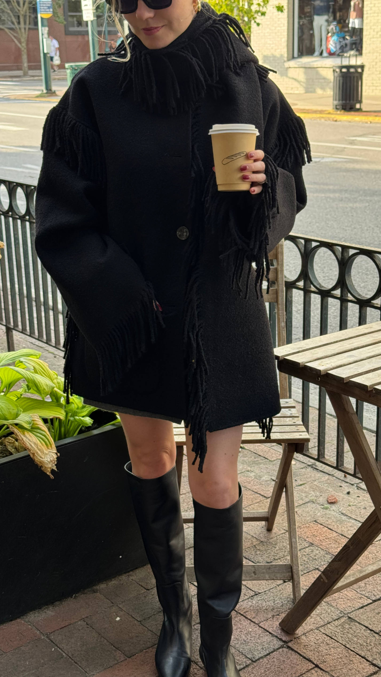 Toteme Fringed Scarf Jacket in Black