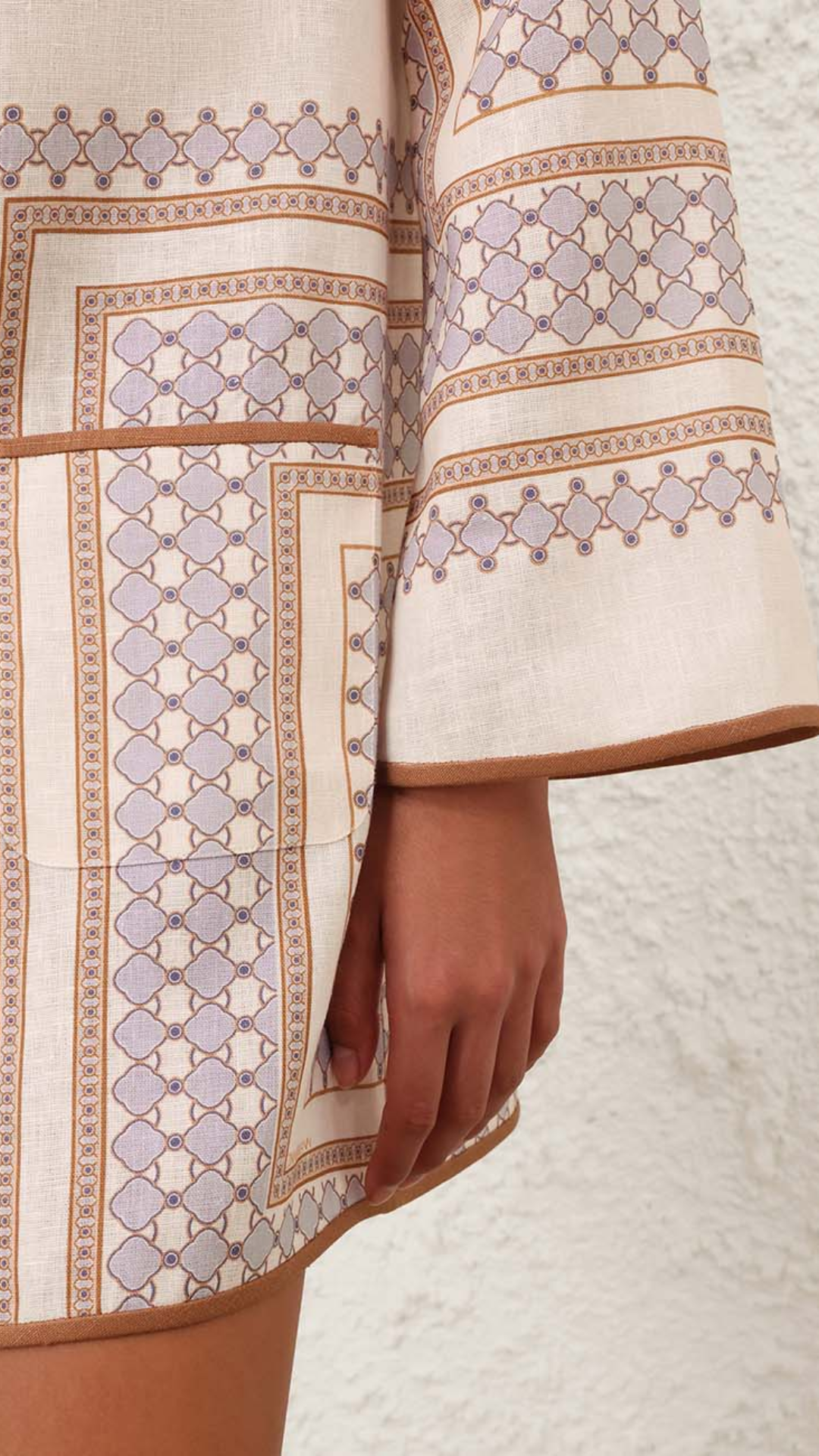 Zimmermann Tunic Mini Dress in Cream/Navy