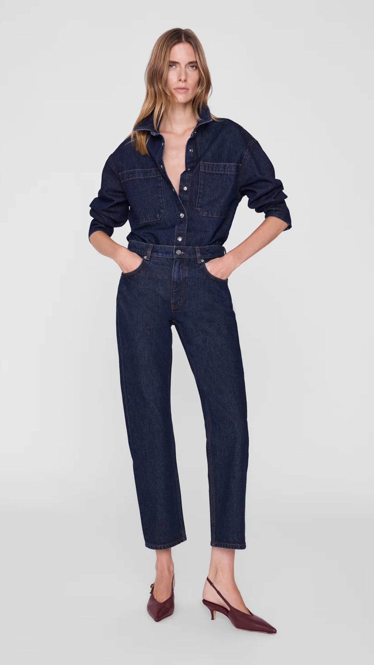 Anine Bing Samy Shirt in Unwashed Blue