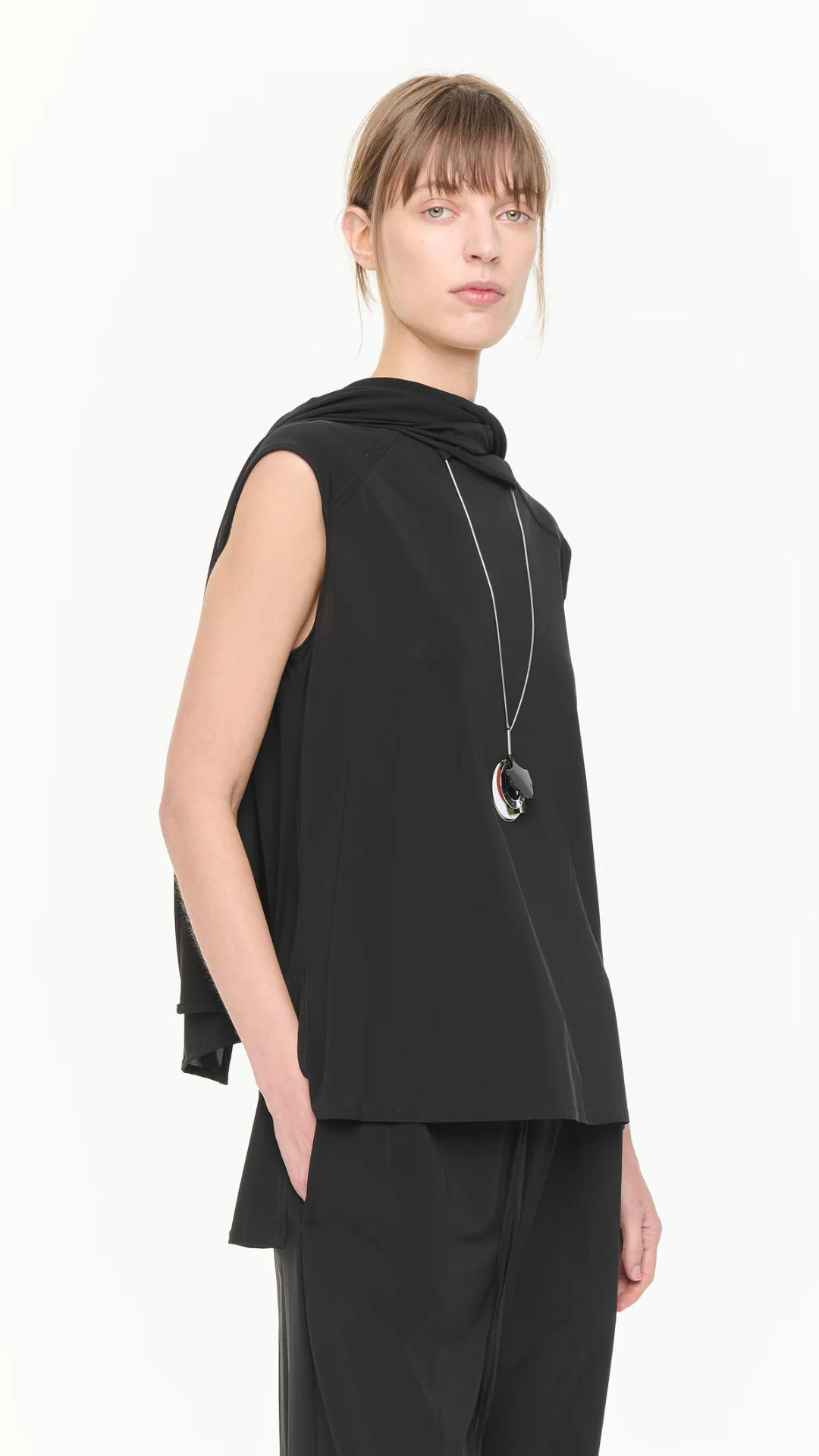 Plan C High Neck Tank Top in Black