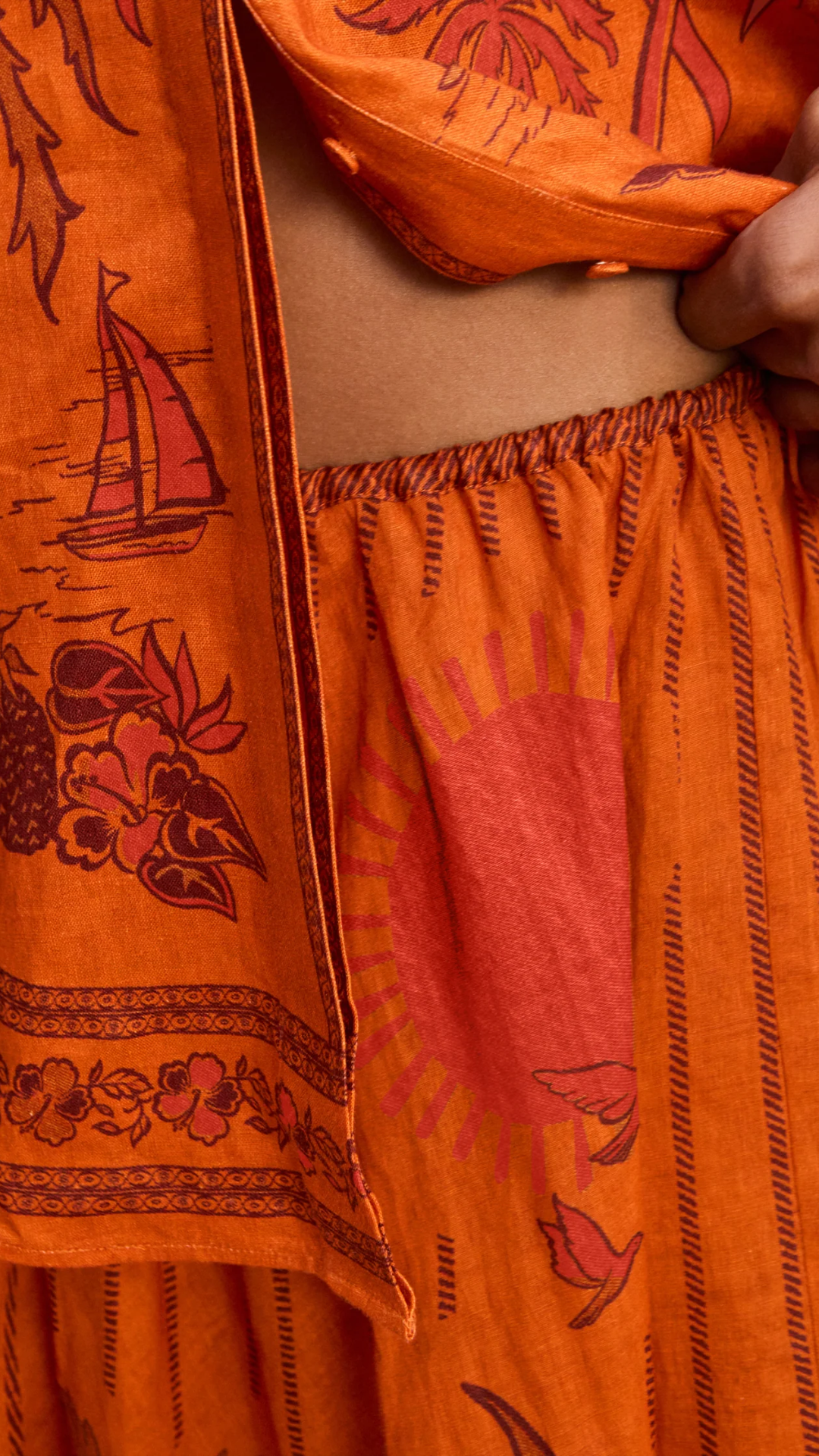 ALÉMAIS Boathouse Midi Skirt in Orange