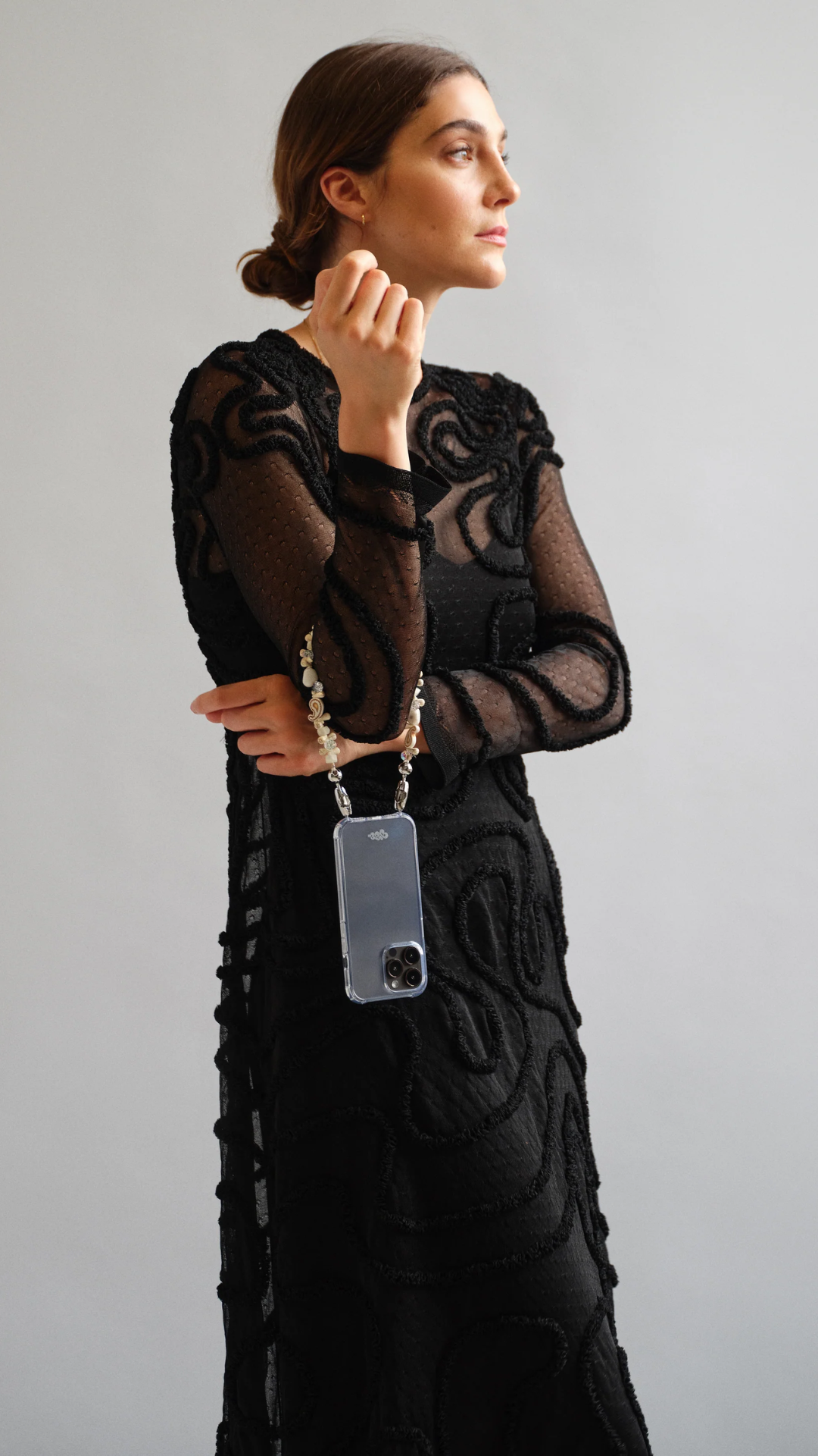 Ossa Crystal Paisley Wristlet in Bone