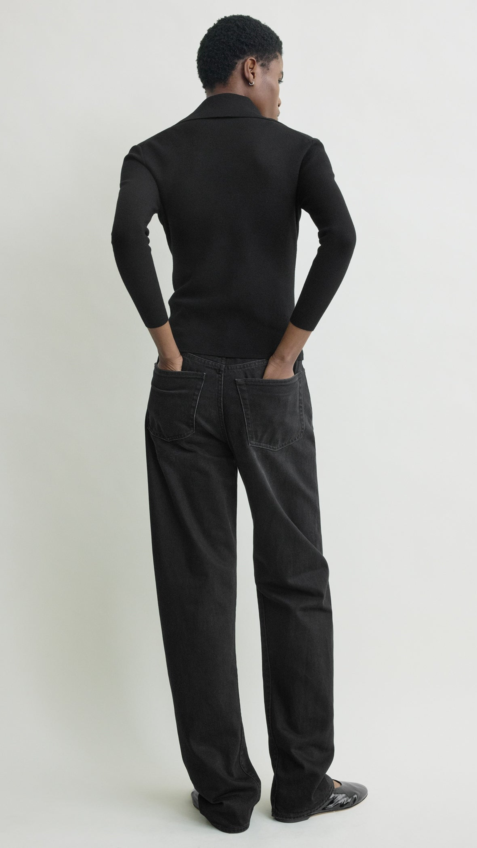 Toteme Fitted Polo Cardigan in Black