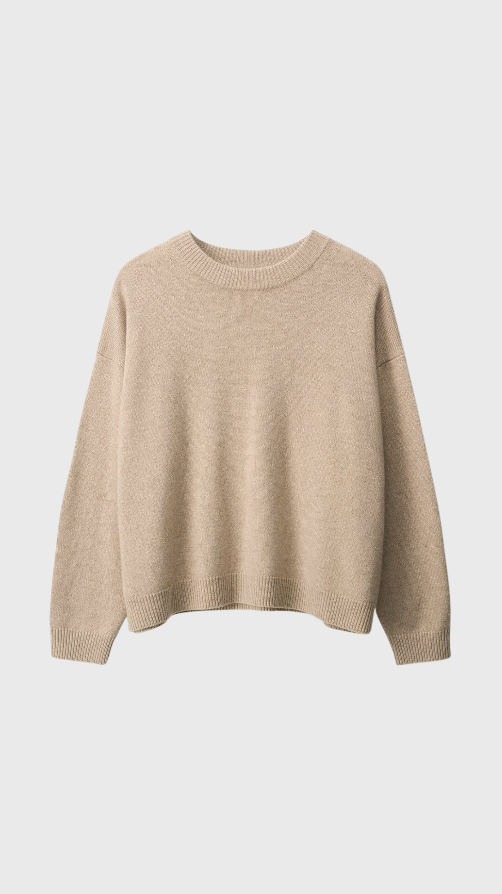 Staud Serrano Cashmere Relaxed Crew Sweater in Stone