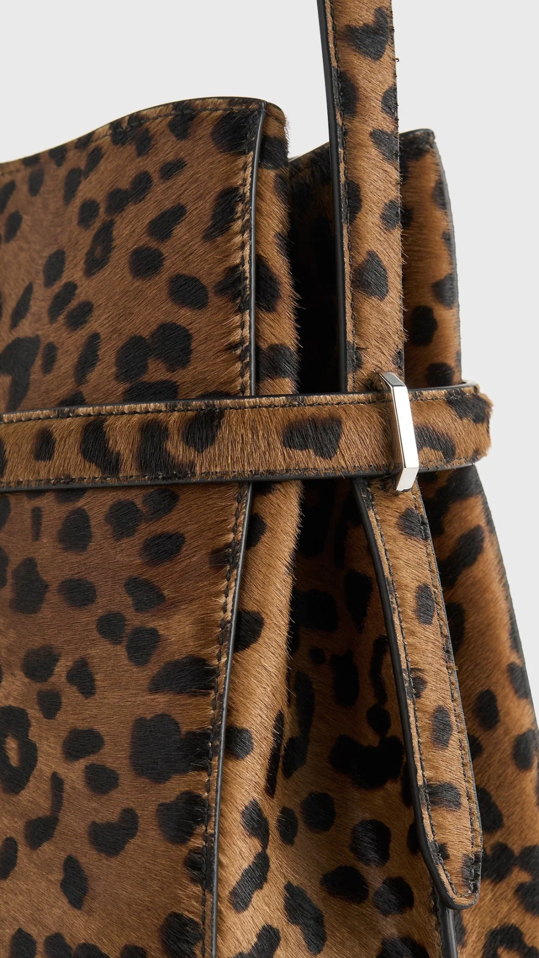 Toteme Belted Pony Hair Bucket Bag in Leopard