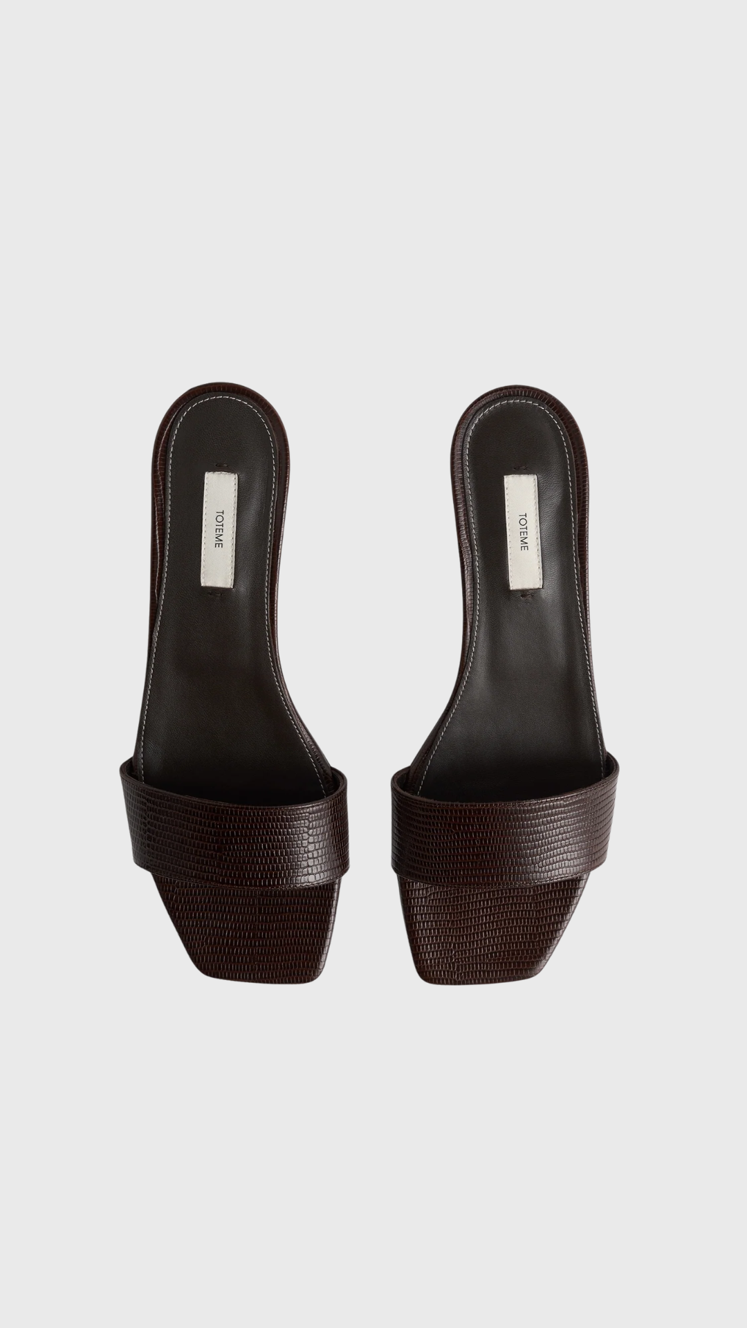 Toteme Slim Lizzard-Ebossed Leather Mules in Brown
