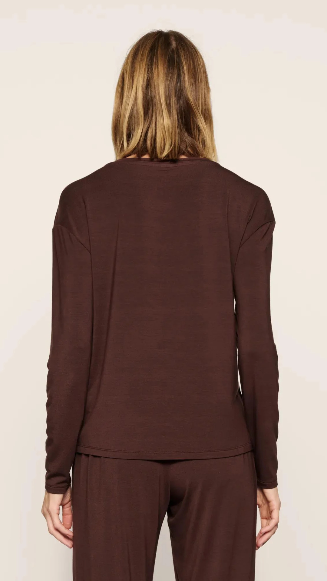 Eberjey Gisele Long Sleeve Top in Chocolate