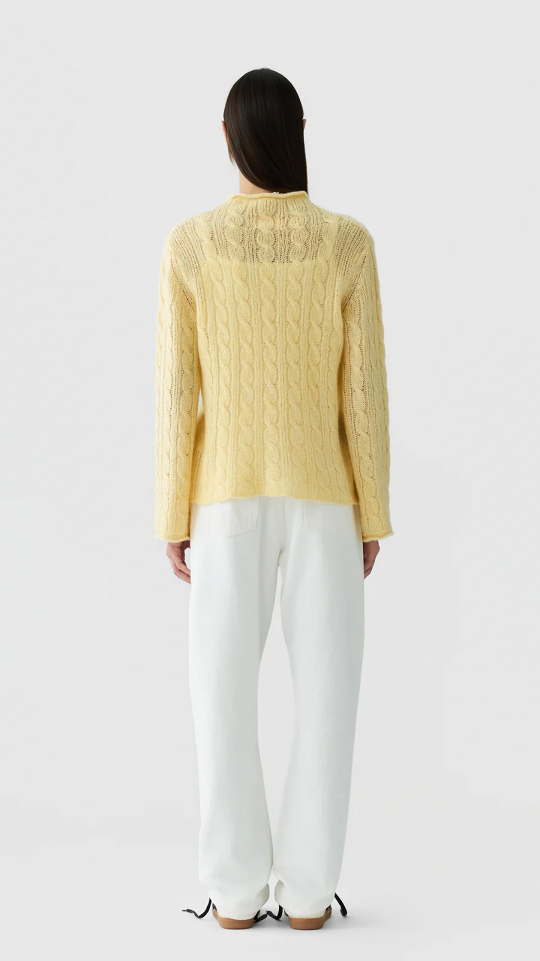 Guest In Residence Cable Mock Neck Top in Butter