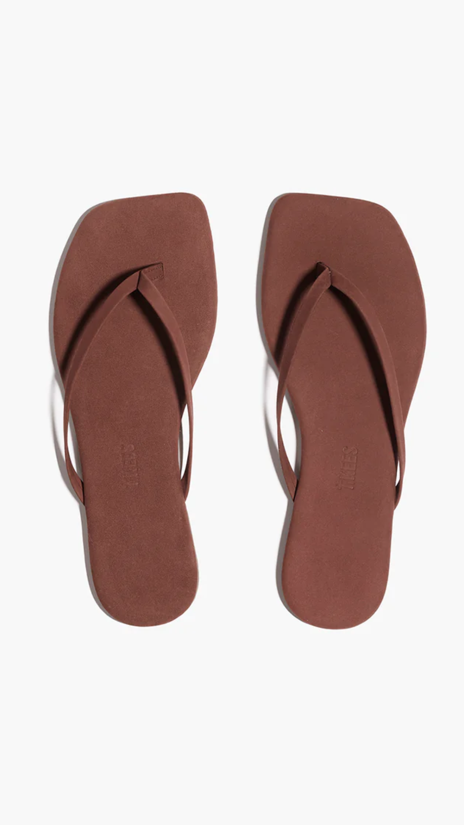 Tkees Square Toe Lily Suede Flip Flops in Bourbon