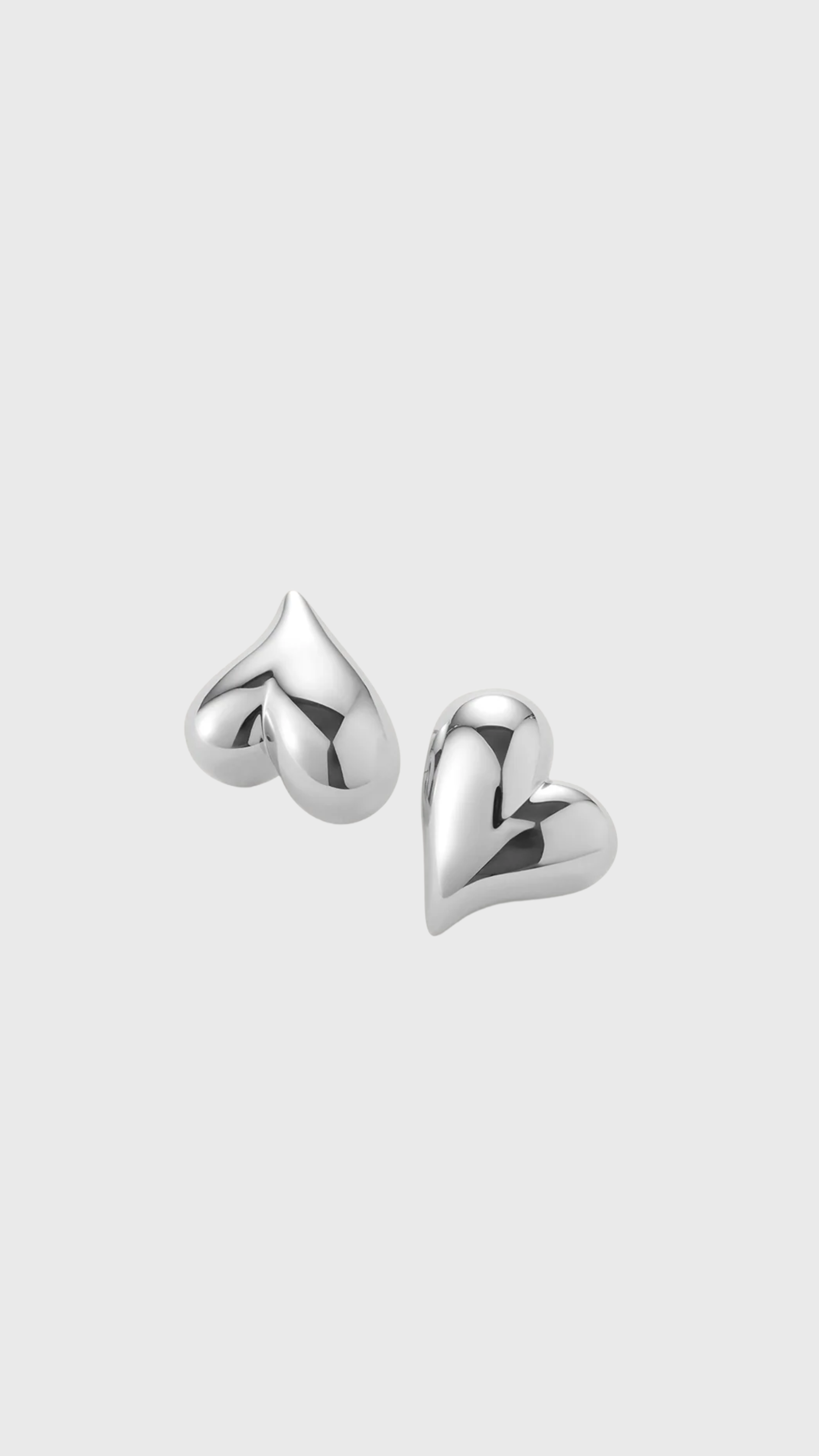 Jenny Bird Art Heart Button Earrings in Silver