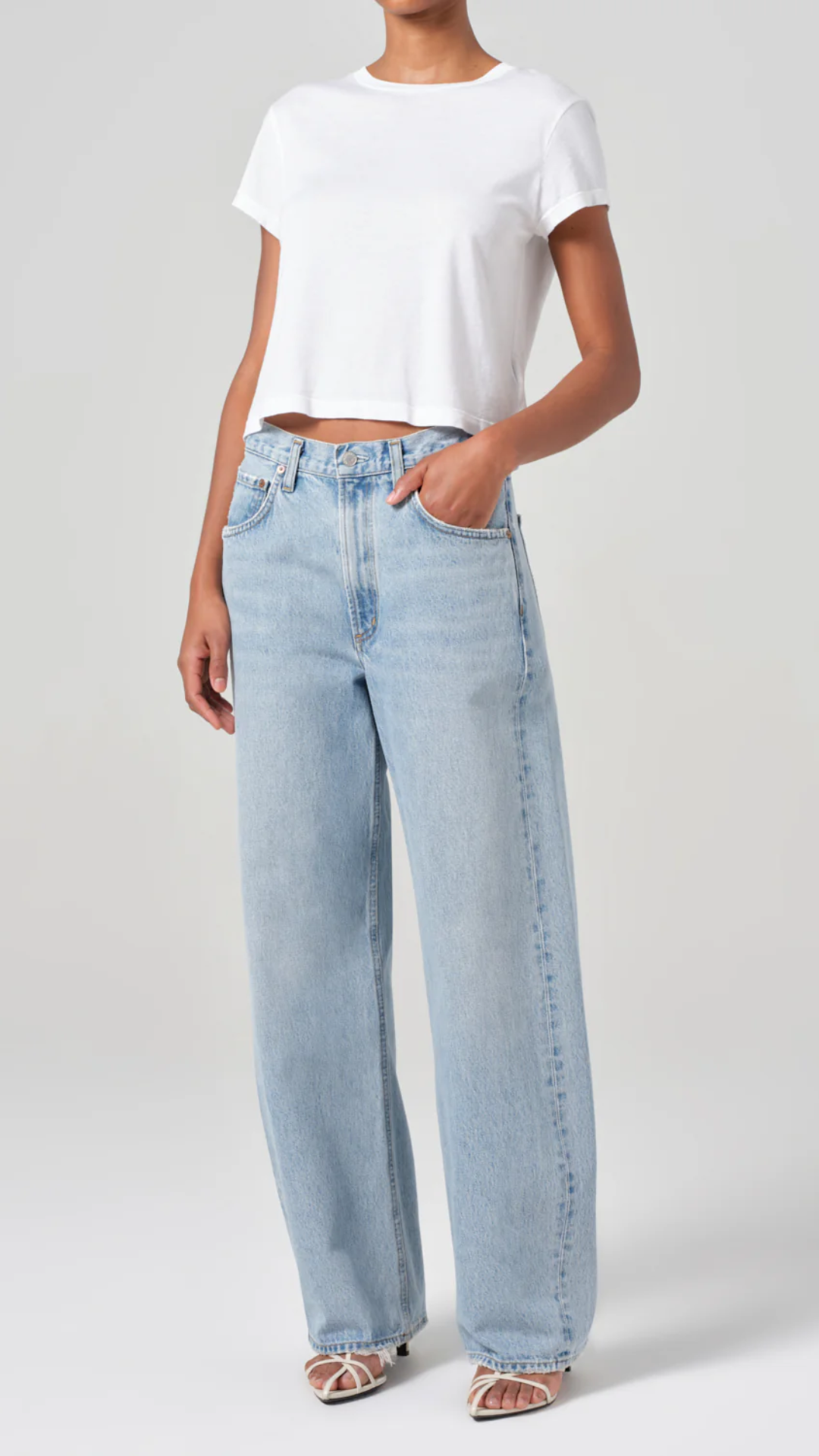 AGOLDE Adine Shrunken Tee in White