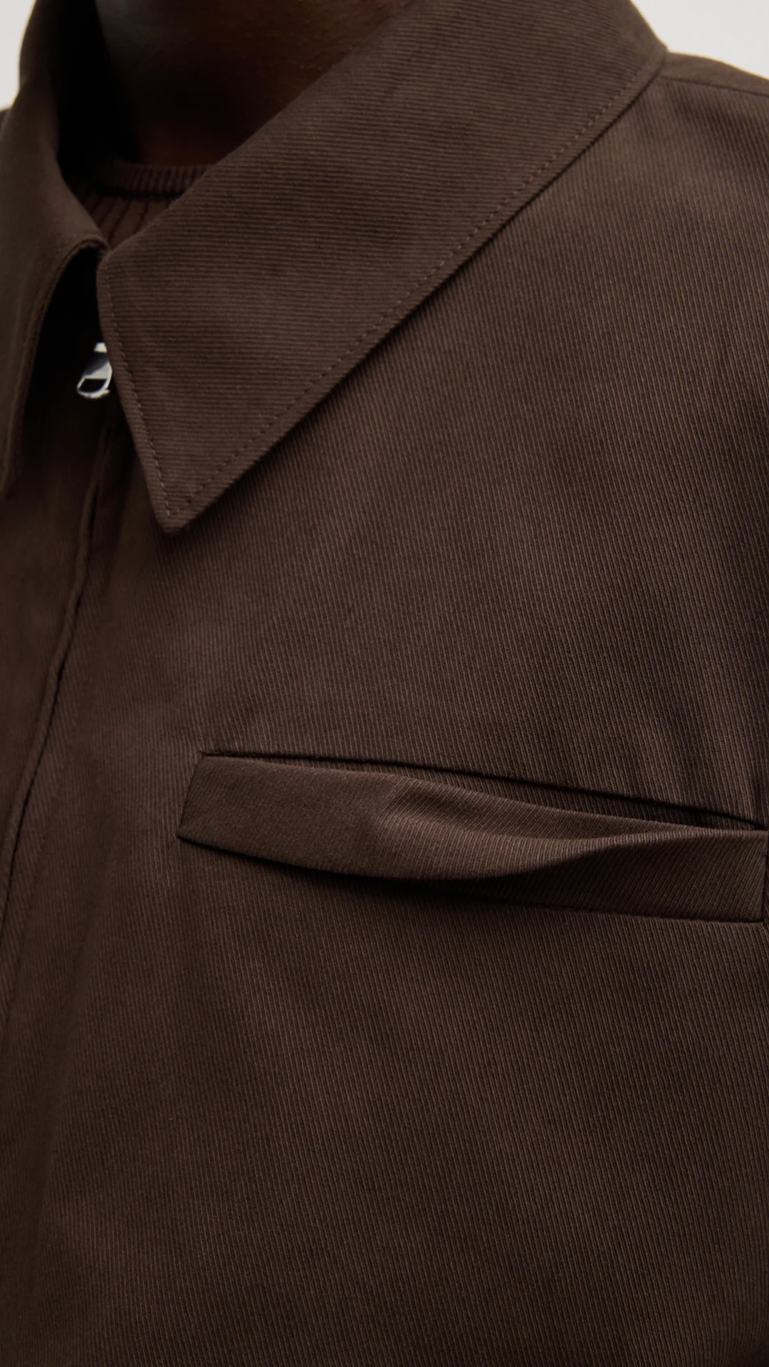 Tibi Luxe Spring Twill Bomber in Hickory Brown