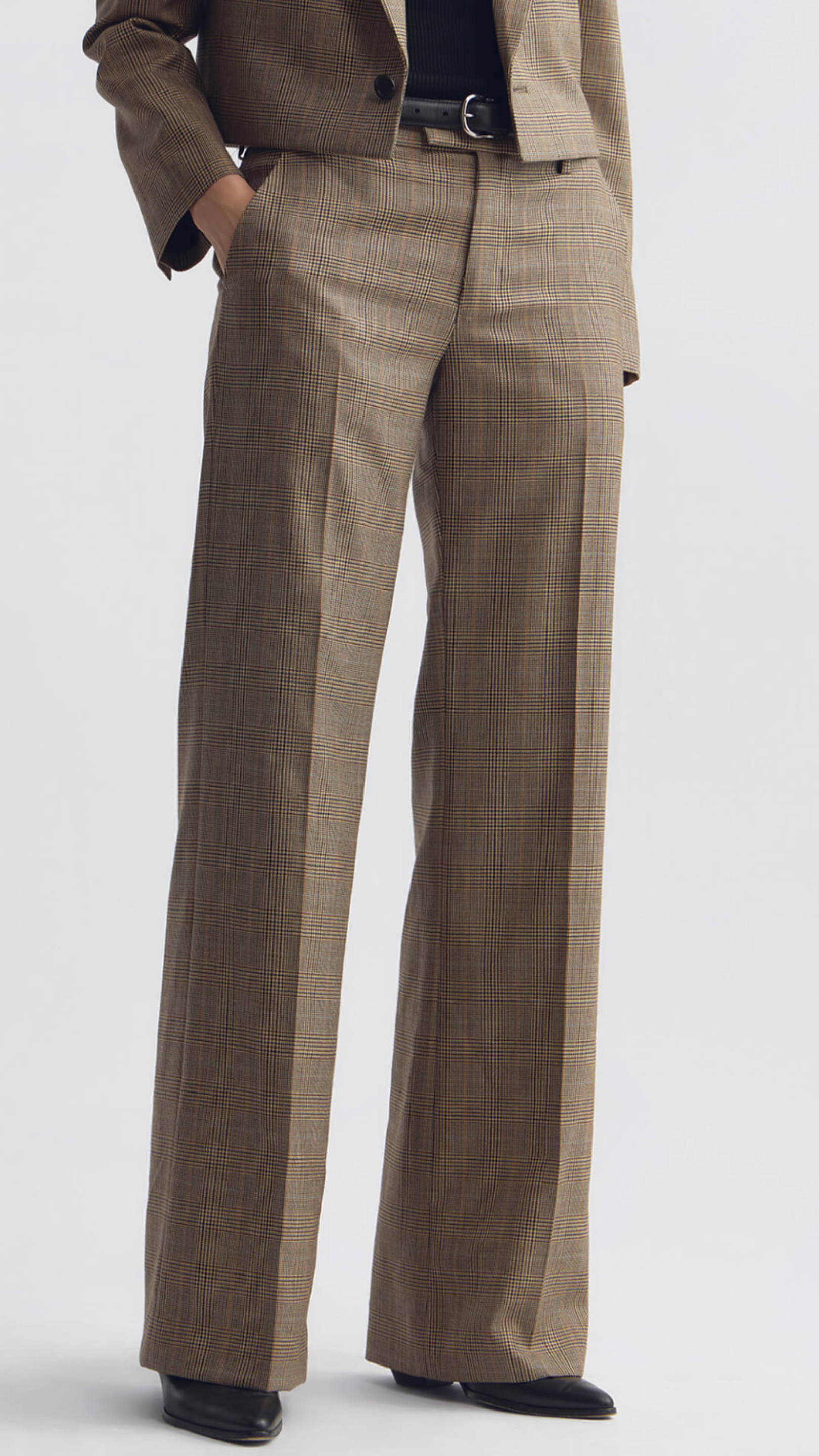 Nili Lotan Bethany Wool Pant in Glen Tan