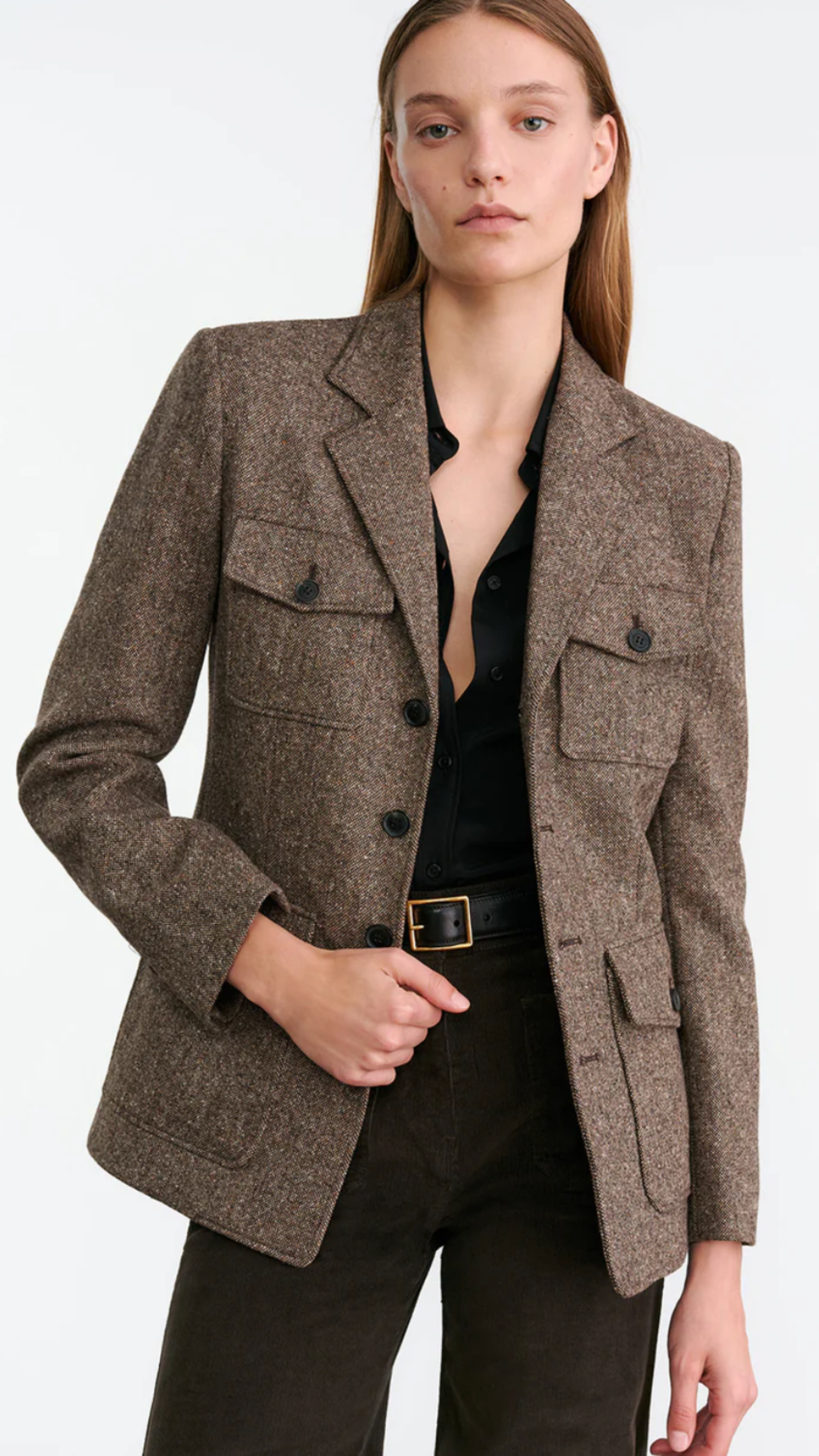 Nili Lotan Fleur Jacket in Brown Donegal