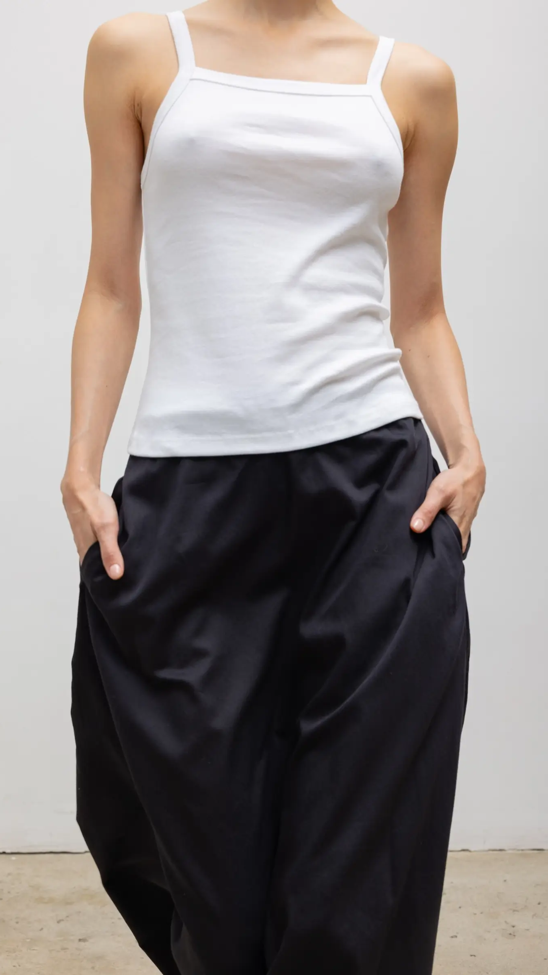 LESET Nando Square Neck Tank in White