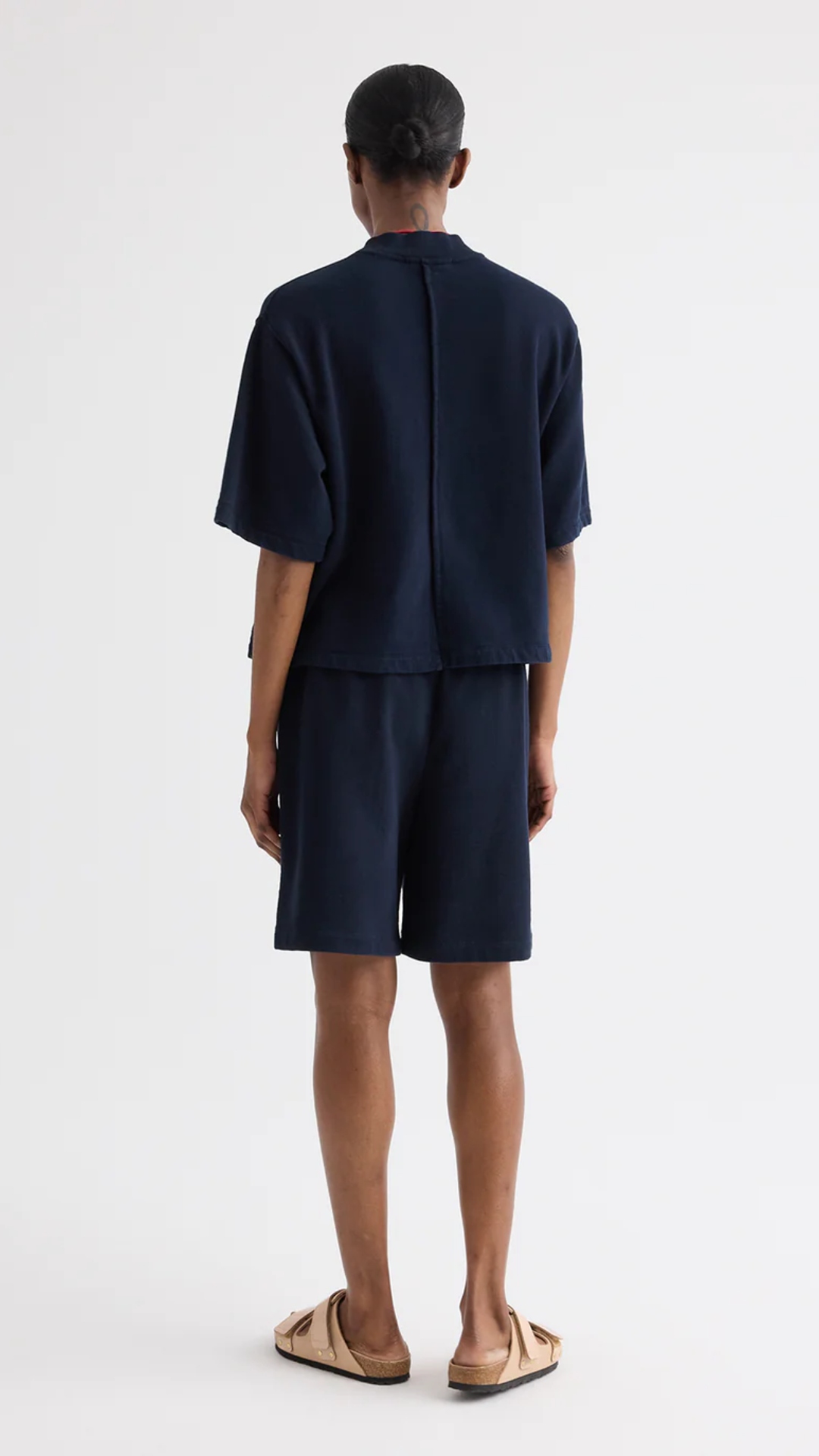 TWP Cropped Mock Neck Tee in Midnight