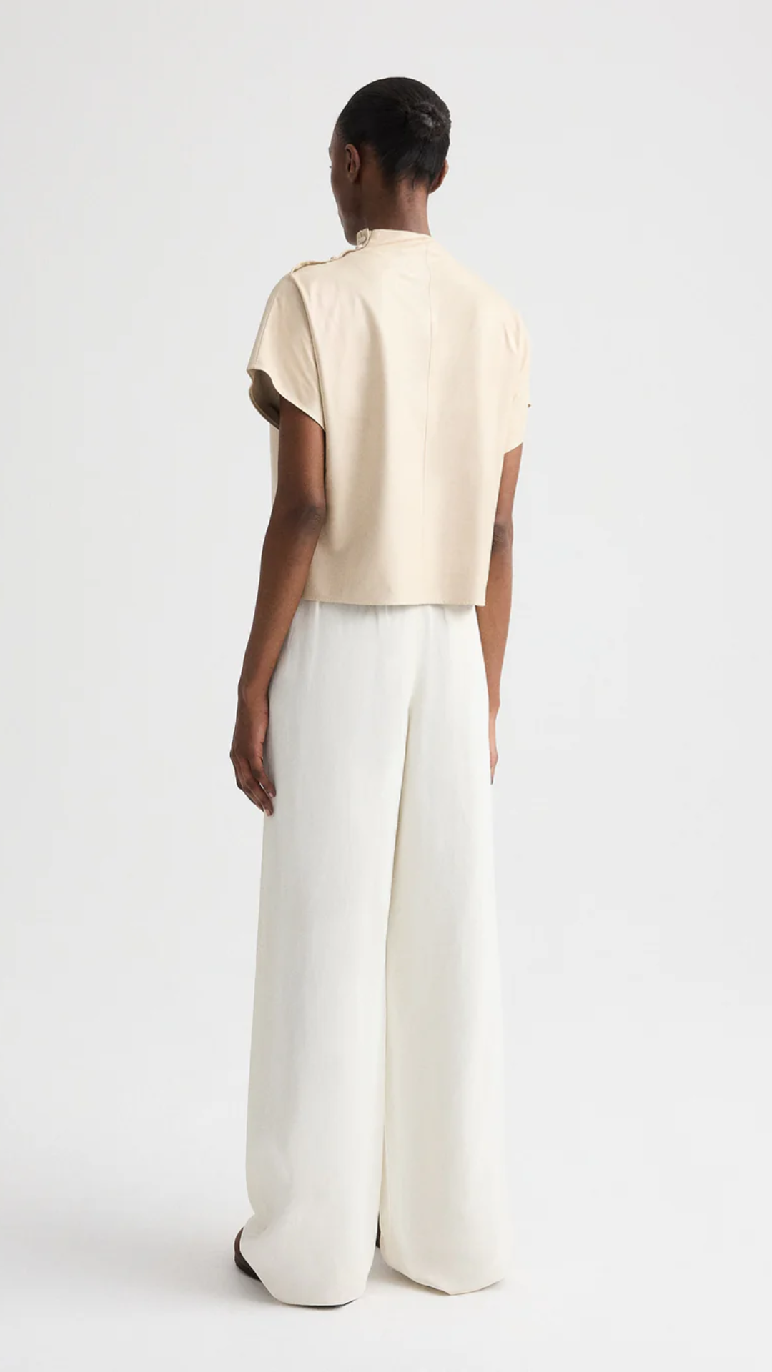 TWP Mock Neck Tee in Bone