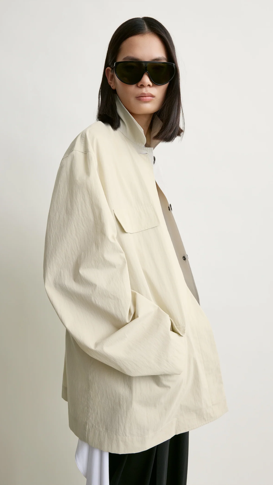 Toteme Collared Drawstring Jacket in Oyster