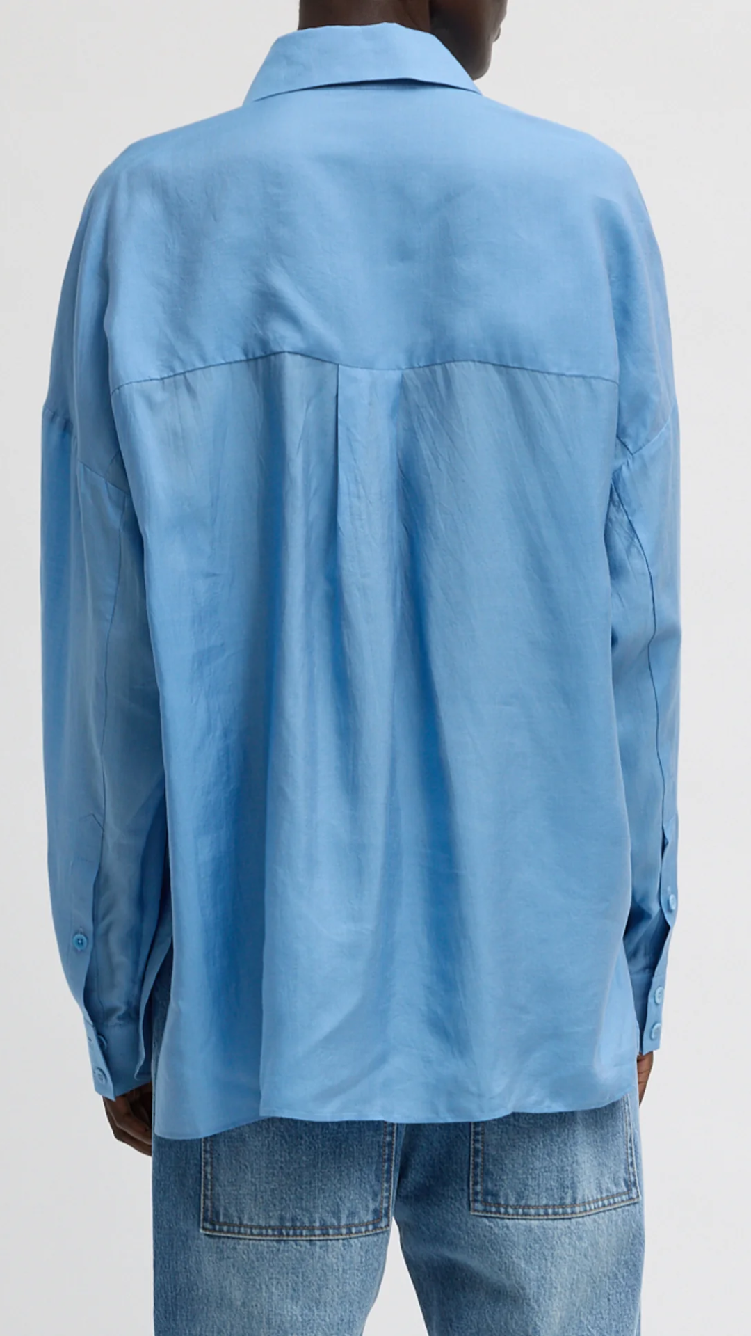 Tibi Ultra Light Silk Oversized Shirt in Blue