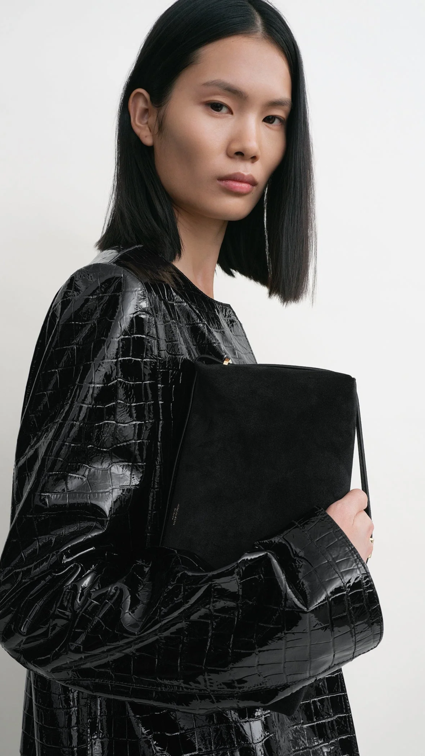 Toteme Suede Scoop Clutch in Black