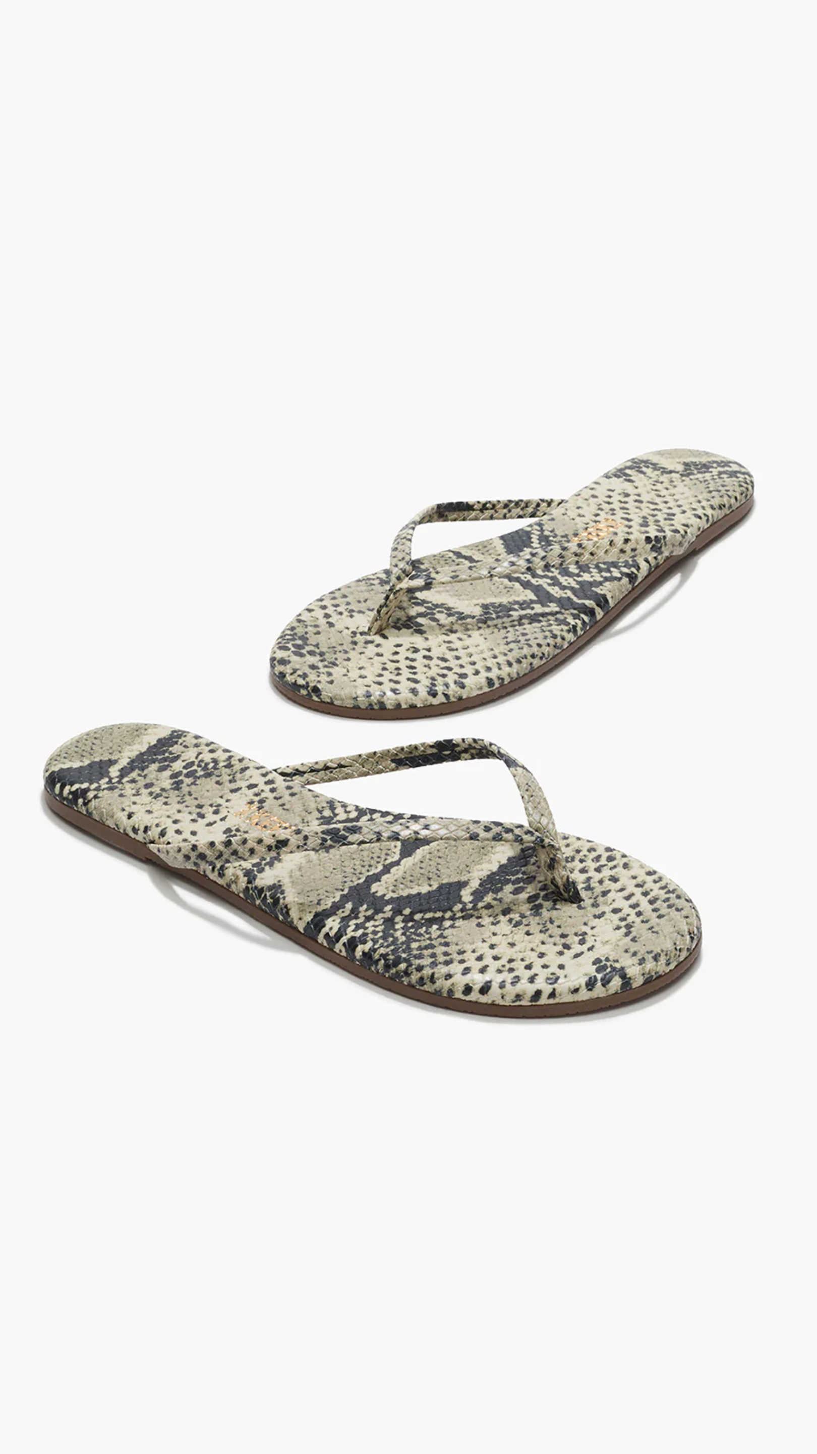 Tkees Lily Vegan Animal Leather Flip Flops in Sand Snake