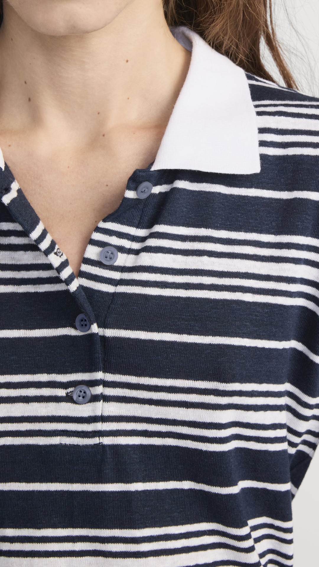 Frame The Striped Polo in Navy Multi