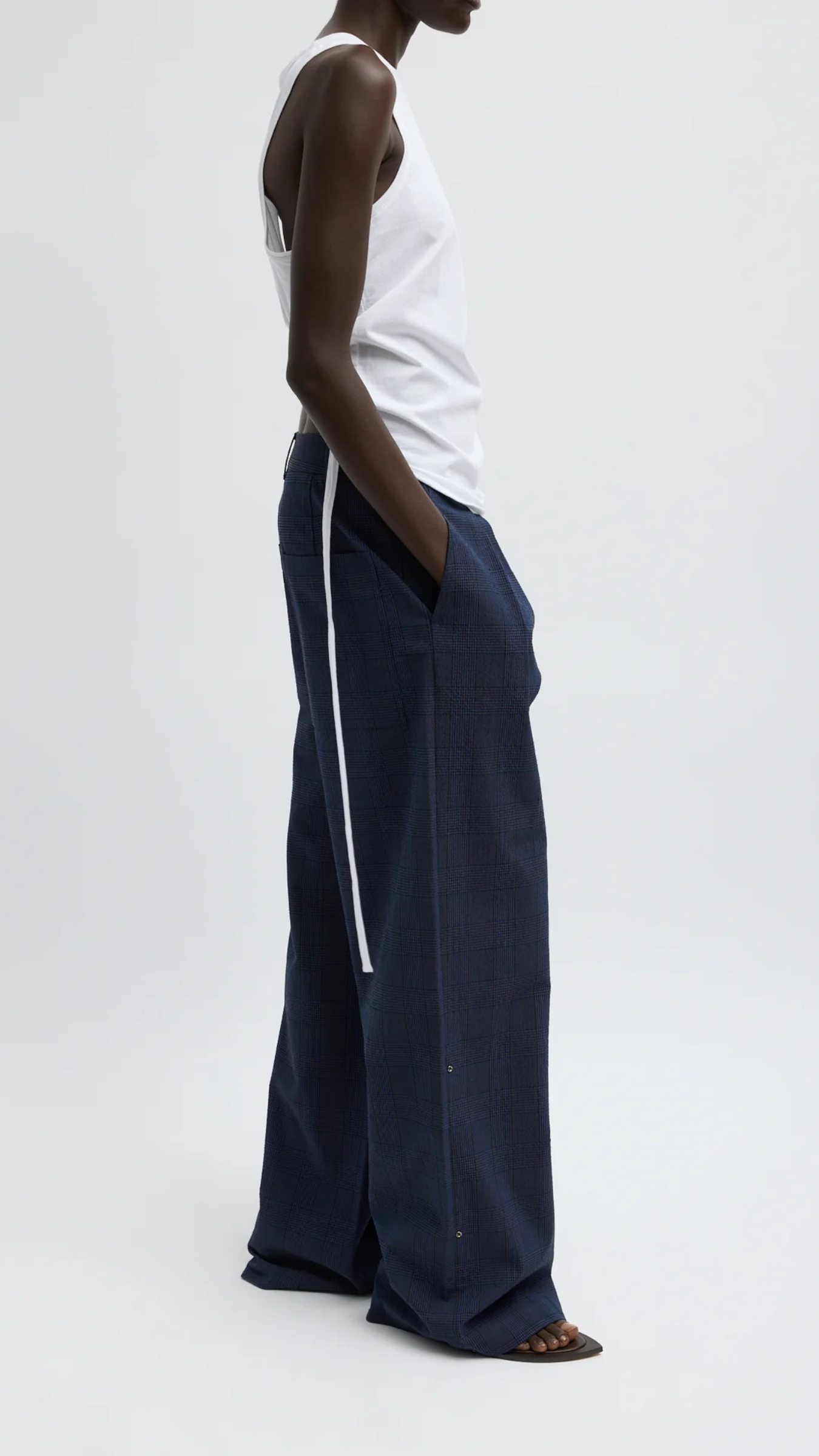 Tibi Menswear Crepon Stella Pant in Navy Multi