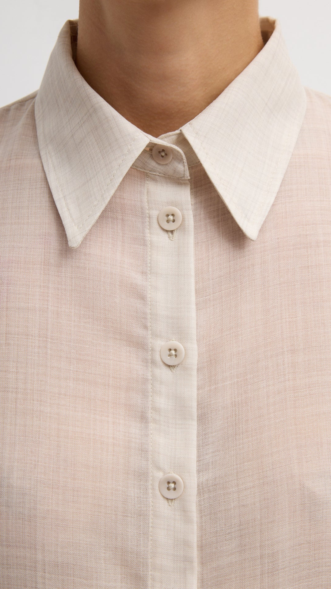 Tibi Sheer Wool Gauze Shirt in Oatmeal