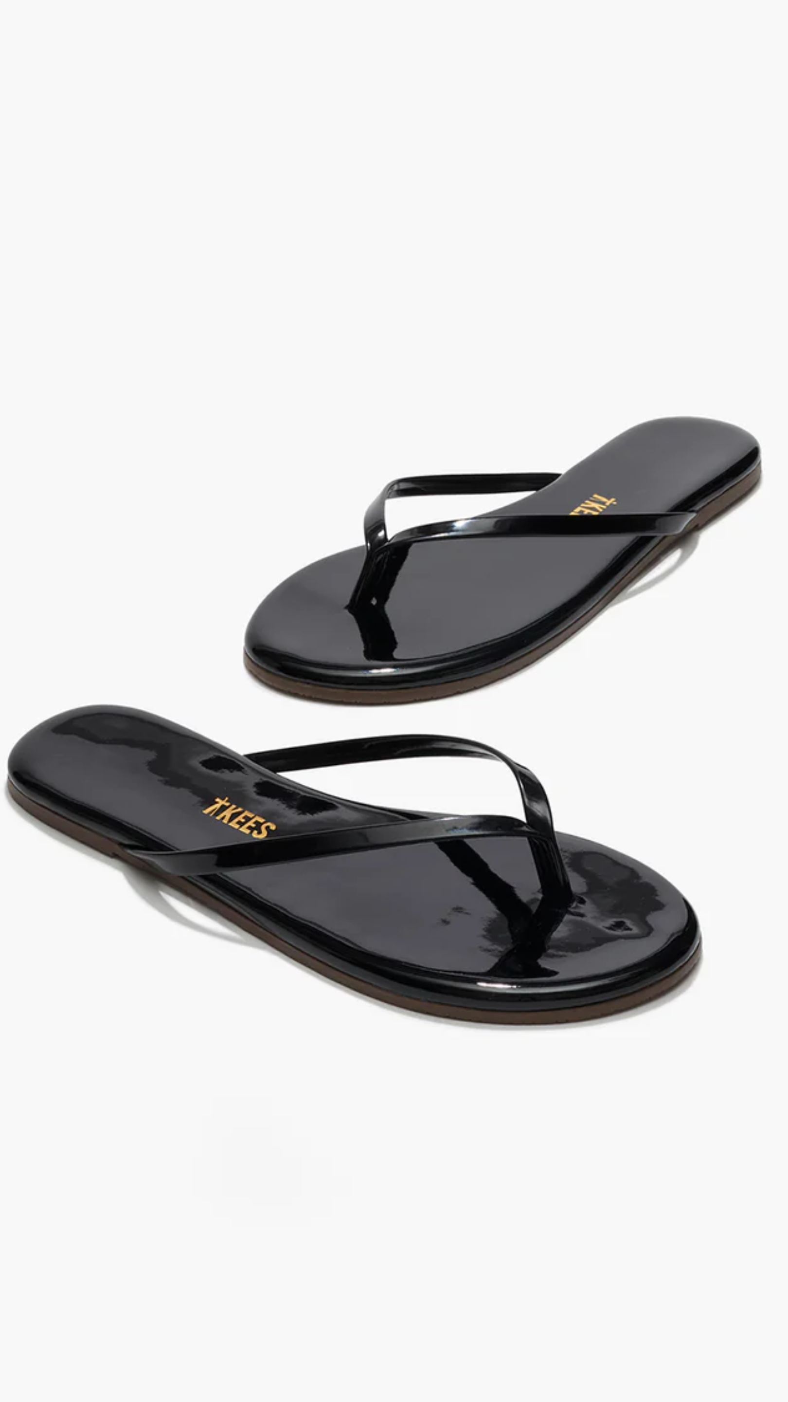 Tkees Lily Glosses Leather Flip Flops in Licorice