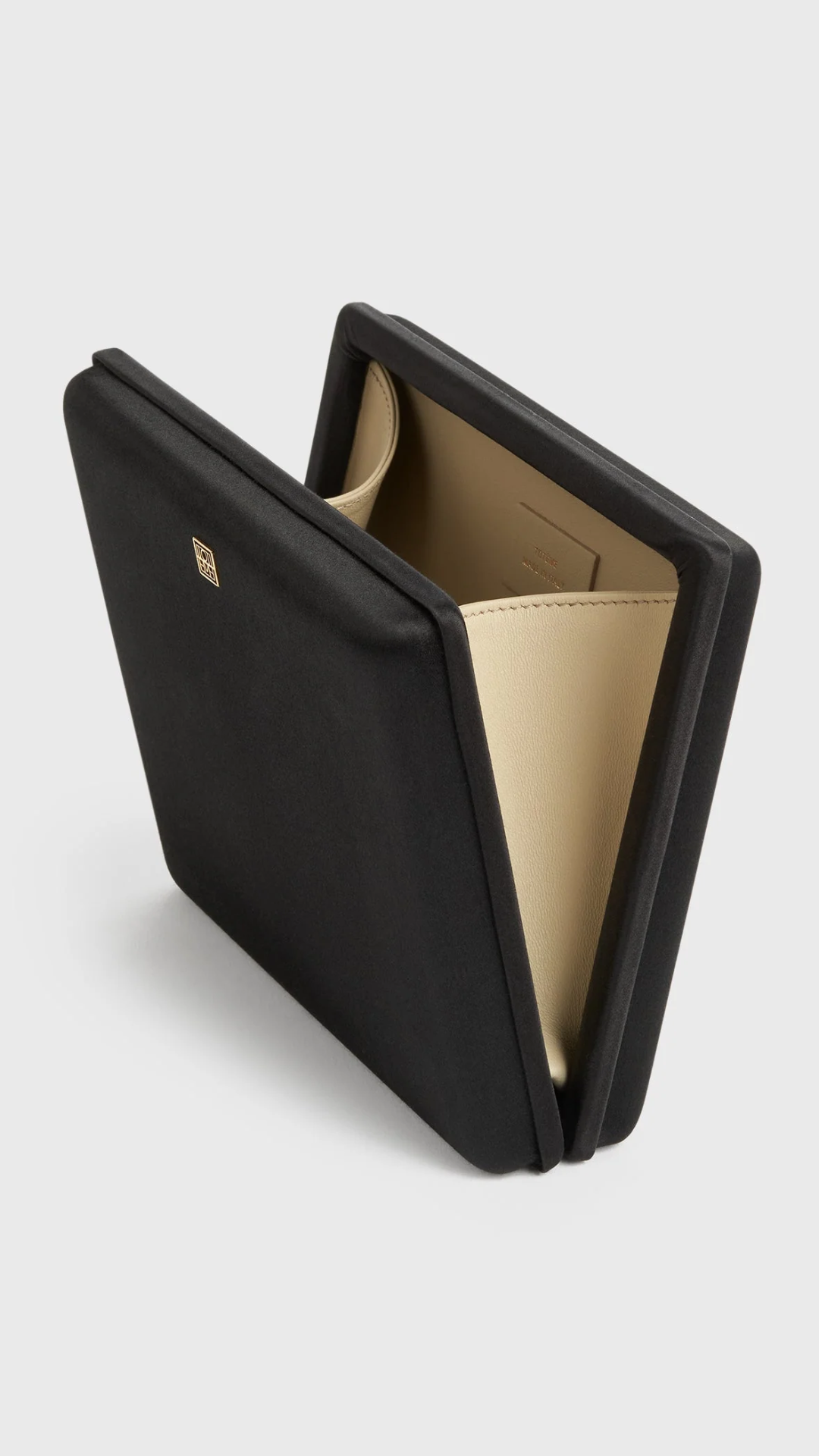 Toteme Satin Box Clutch Bag in Black