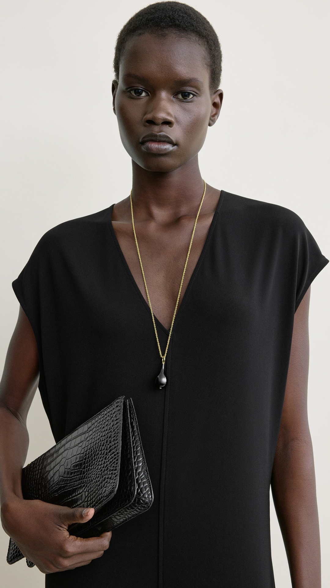Toteme V-Neck Jersey Dress in Black Toteme V-Neck Jersey Dress in Black