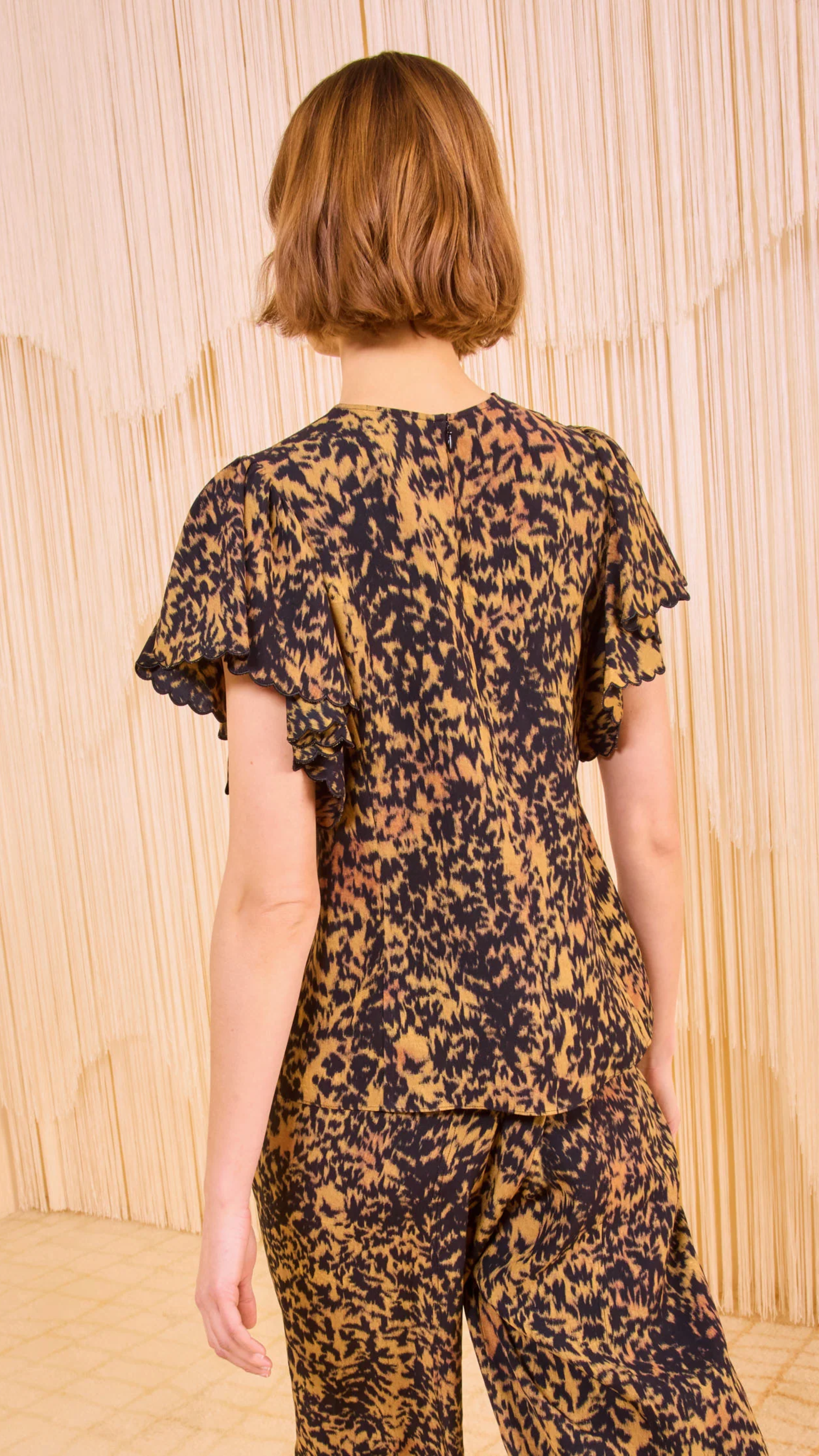 Ulla Johnson Nejma Flutter Sleeve Blouse in Savannah