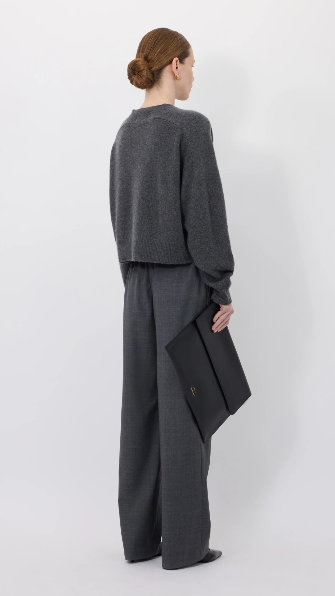 Loulou de Saison Anzor LDS V Neck Boxy Sweater in Anthracite